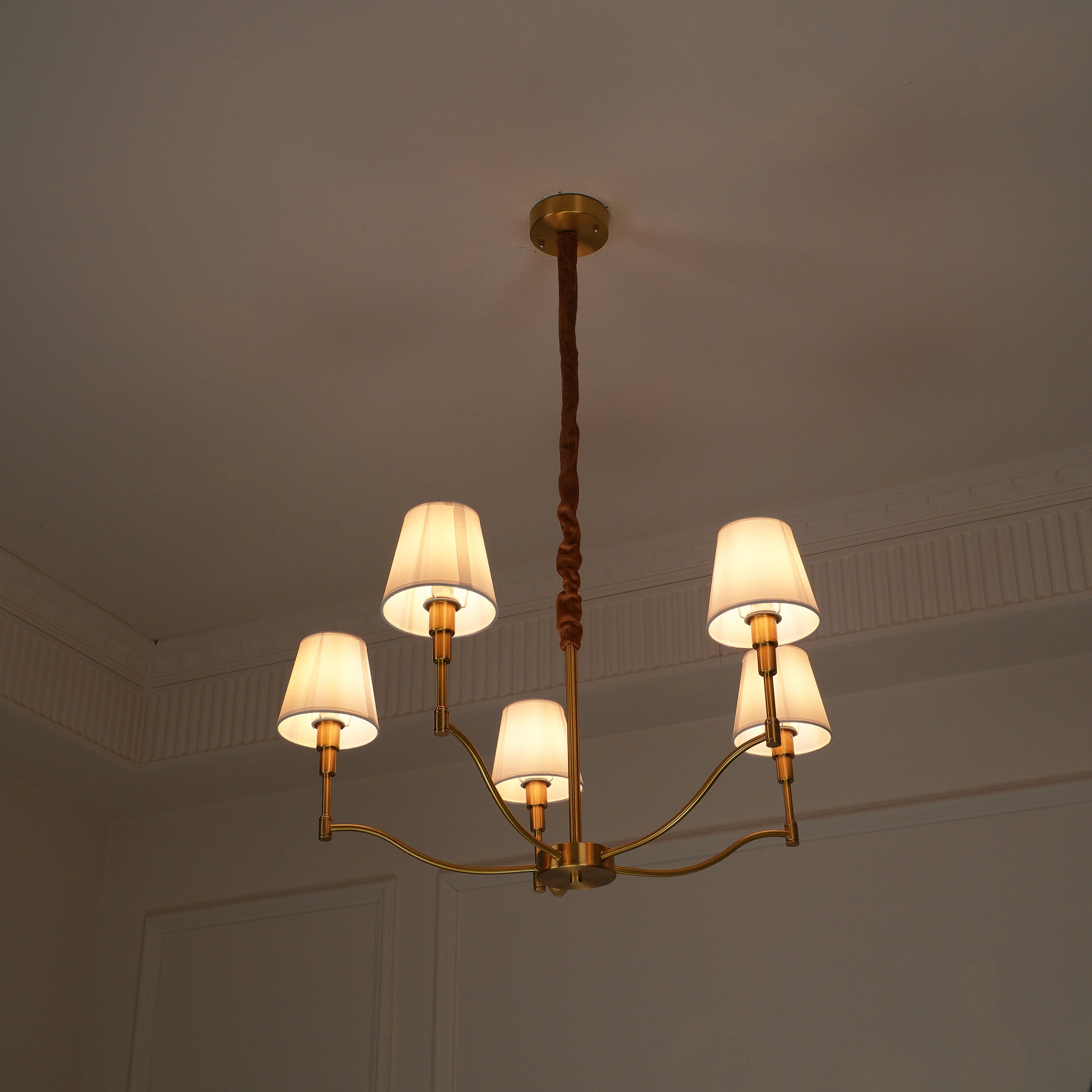 Unfold Chandelier Métal Laiton Tissu Traditionnel Vintage - Neutralighting