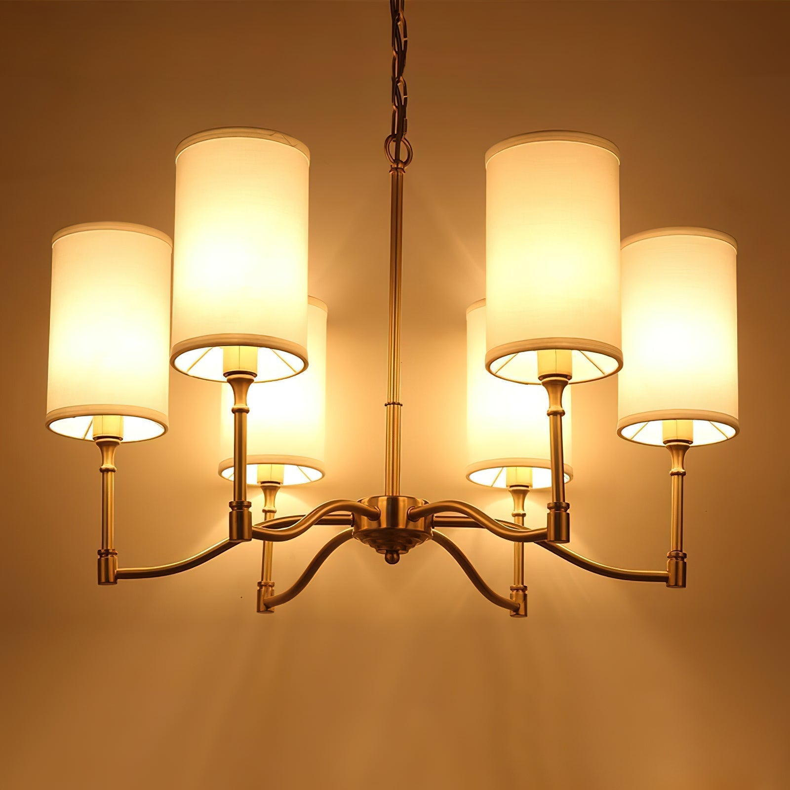 Unfold Chandelier Métal Laiton Tissu Traditionnel Vintage - Neutralighting