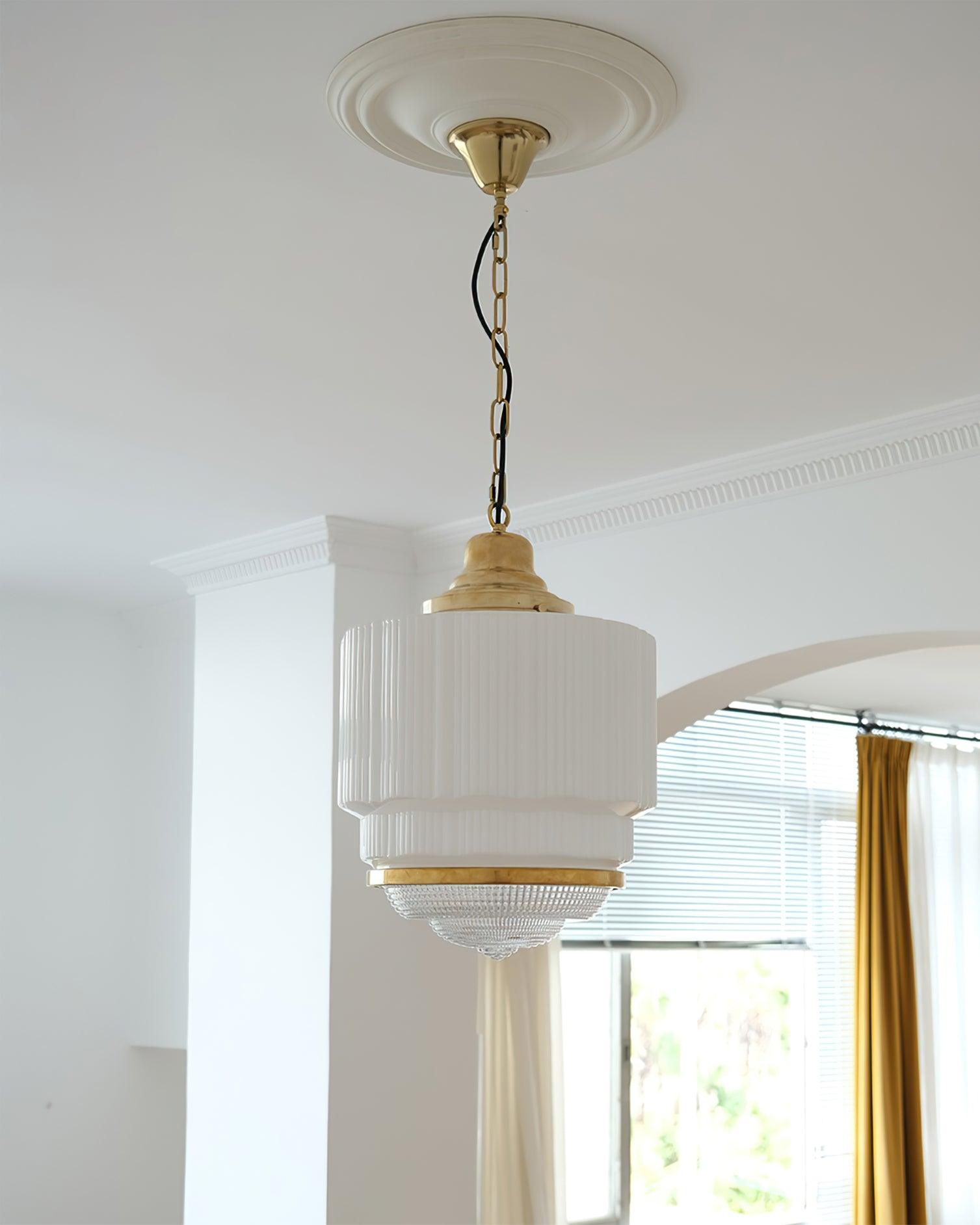 Lustra Suspension Laiton Verre Cannelé - Neutralighting