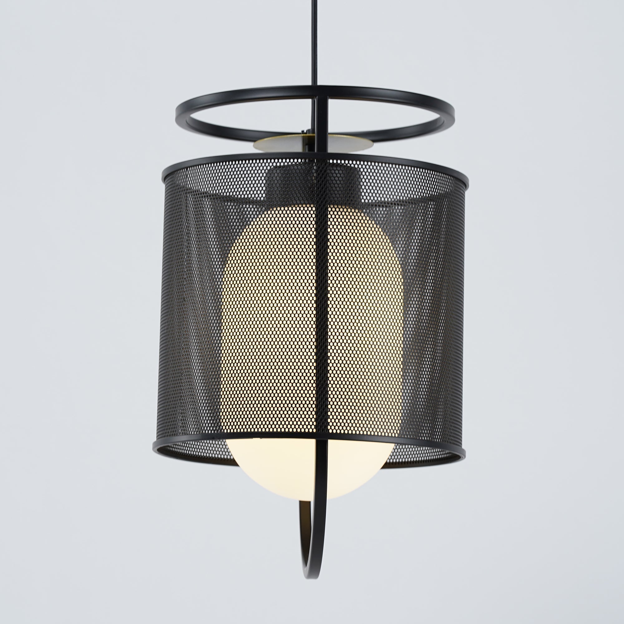 Solara Pendant Lamp Mesh Cylinder Brass Accent Industrial - Letslighting