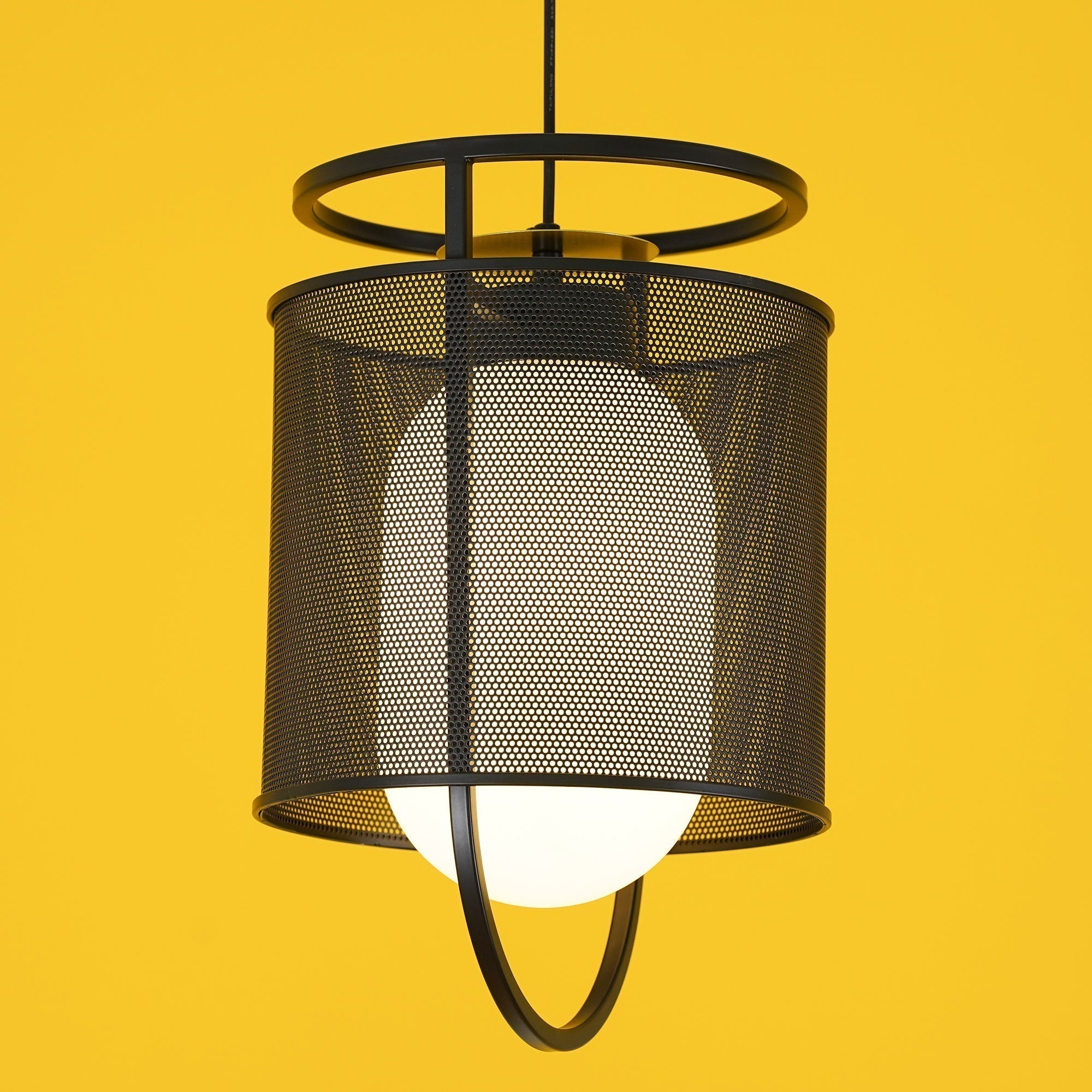 Solara Pendant Lamp Mesh Cylinder Brass Accent Industrial - Letslighting
