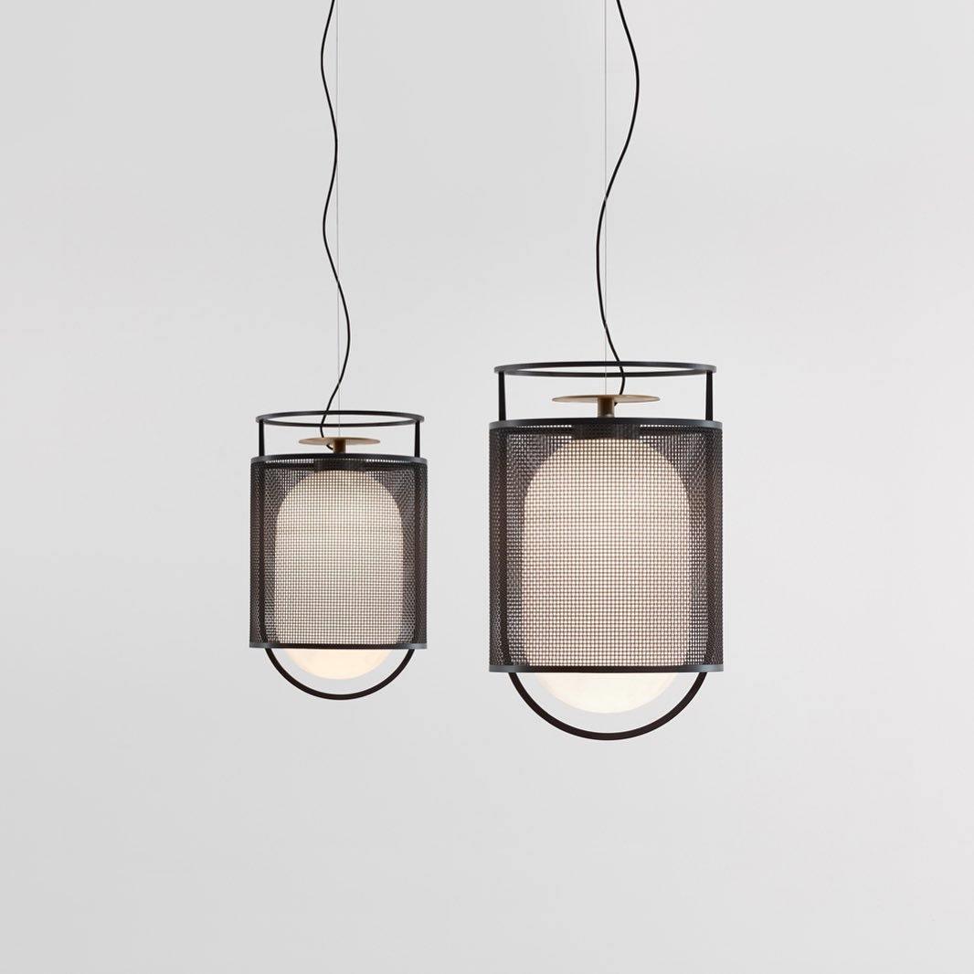 Solara Suspension Cylindre en Maille Accent en Laiton Industriel - Neutralighting
