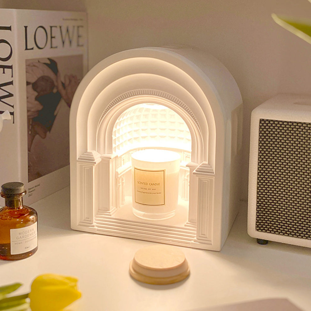 Ray Lampe de Table Dôme Art Deco, Plâtre, Blanc, Chambre/Salon - Neutralighting