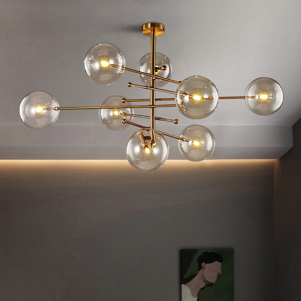 Valentina Lustre Multi Moderne, Métal/Verre, Noir/Doré, Salon - Neutralighting