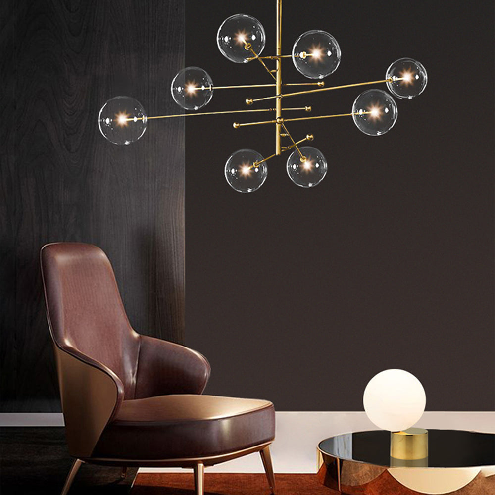 Valentina Lustre Multi Moderne, Métal/Verre, Noir/Doré, Salon - Neutralighting