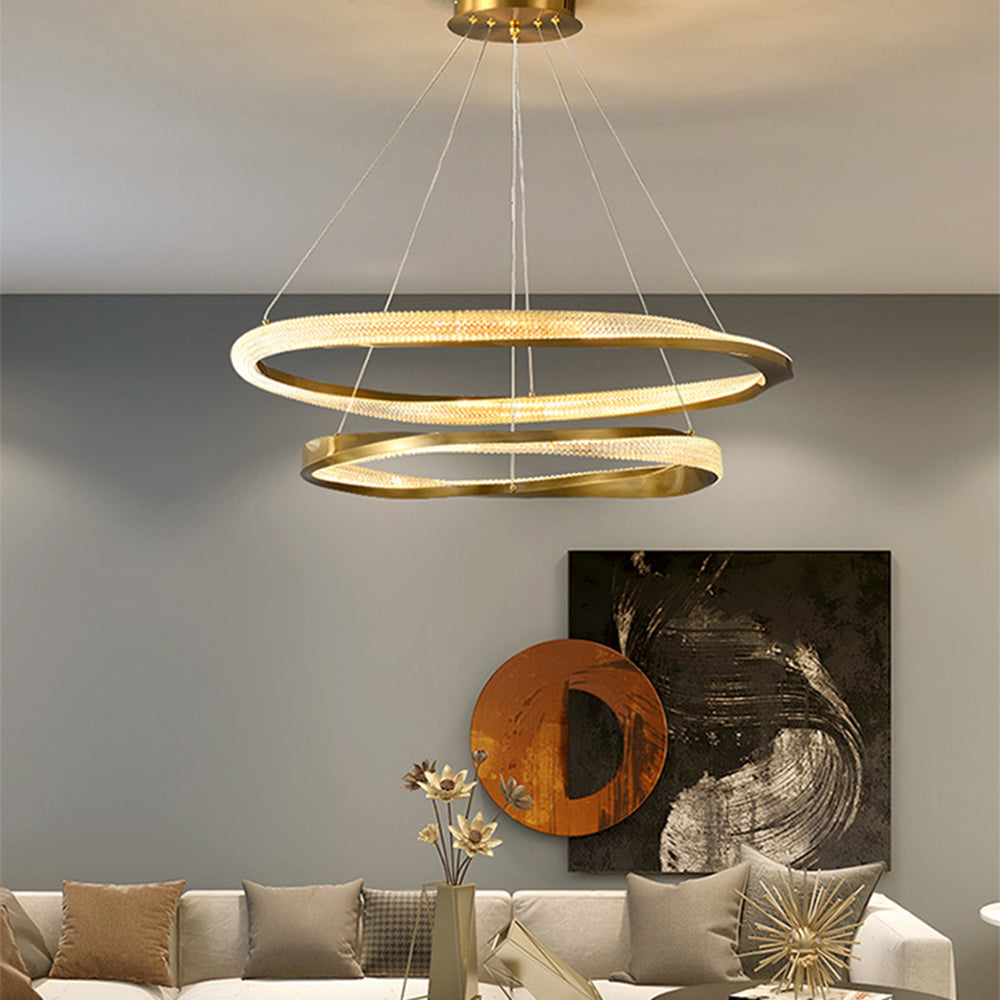 Arisha Suspension Anneau Moderne, Métal/Acrylique, Or/Argent, Salon/Chambre à Coucher - Neutralighting