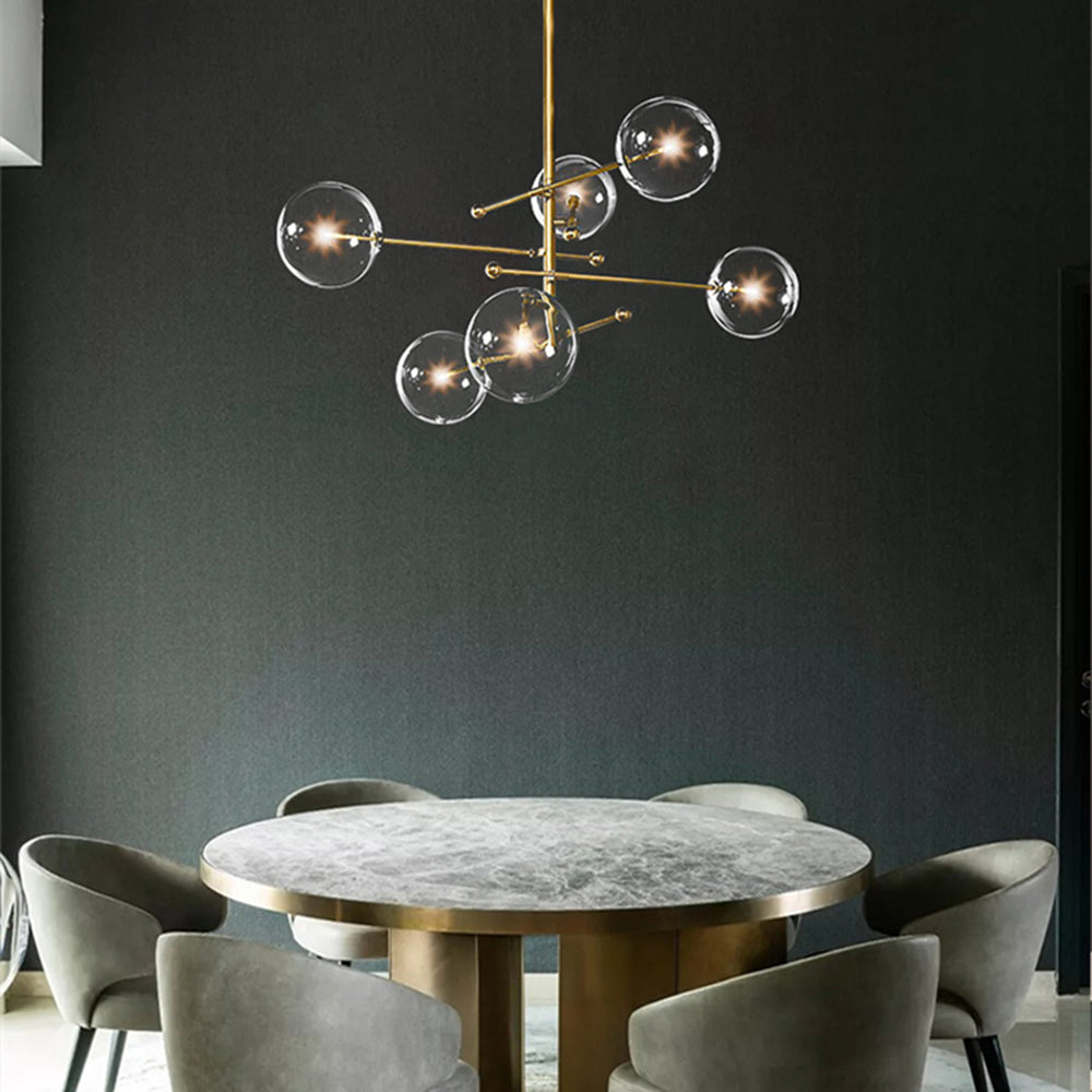 Valentina Lustre Multi Moderne, Métal/Verre, Noir/Doré, Salon - Neutralighting