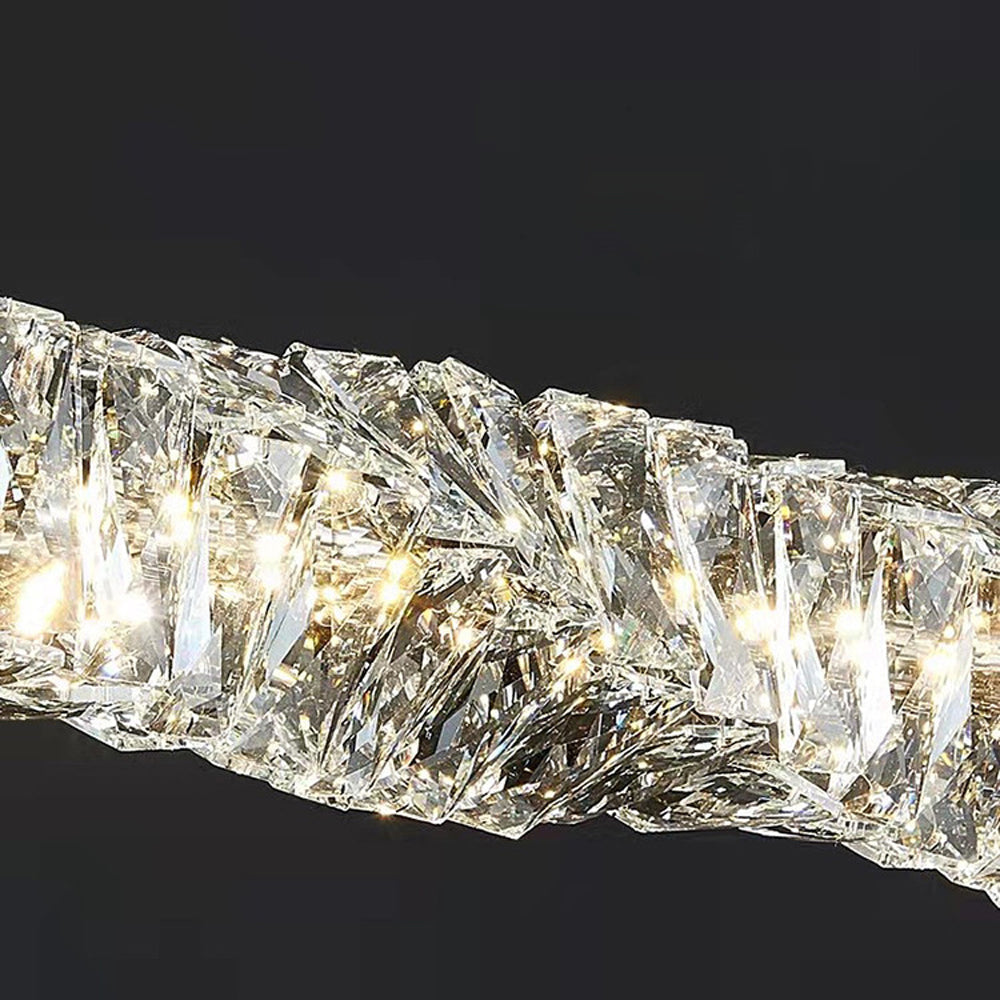 Kristy Suspension Linéaire Simple, Acier/Cristal, Or/Argent, Bar/Cuisine