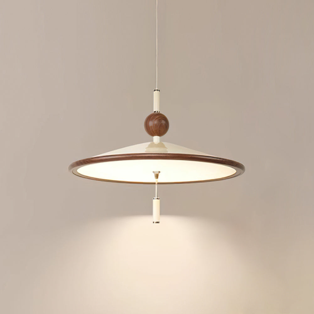 Devon Pendant Lamp Wide-Brim Wood-Trim Minimalist - Letslighting