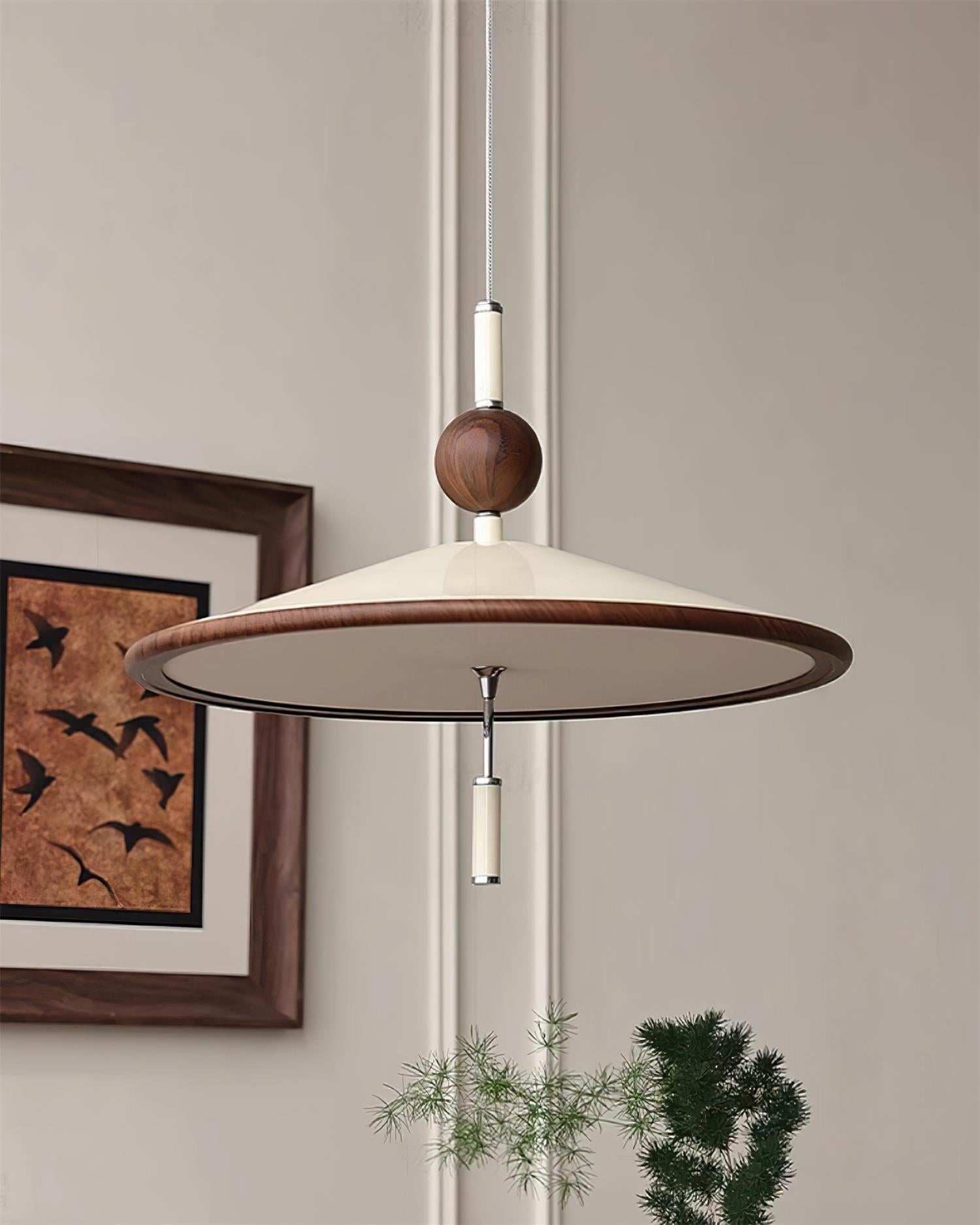 Devon Pendant Lamp Wide-Brim Wood-Trim Minimalist - Letslighting