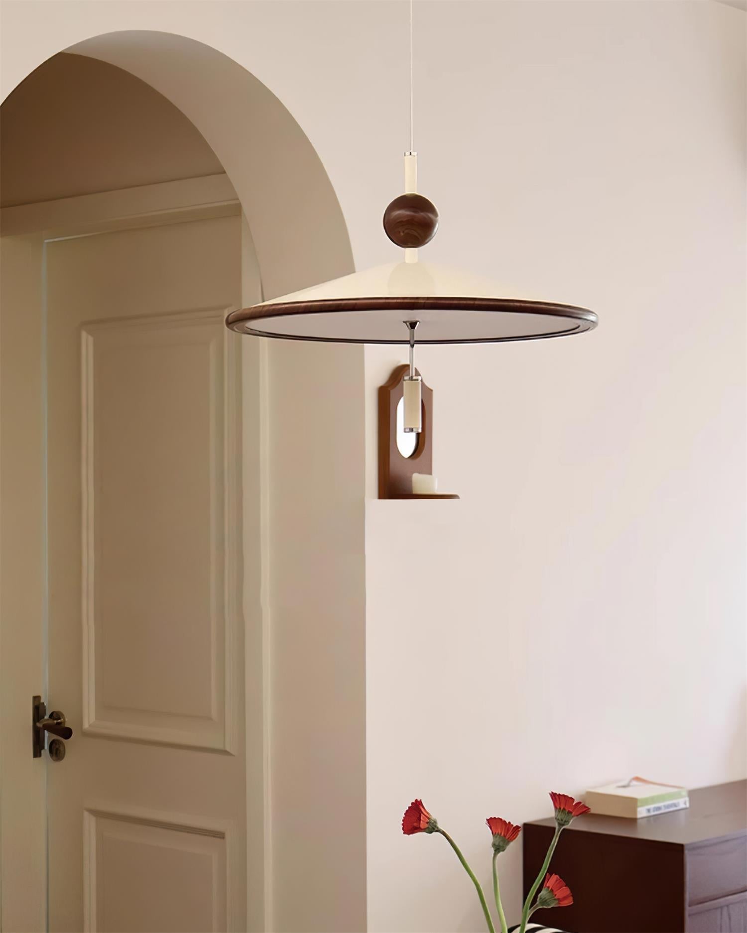Devon Pendant Lamp Wide-Brim Wood-Trim Minimalist - Letslighting