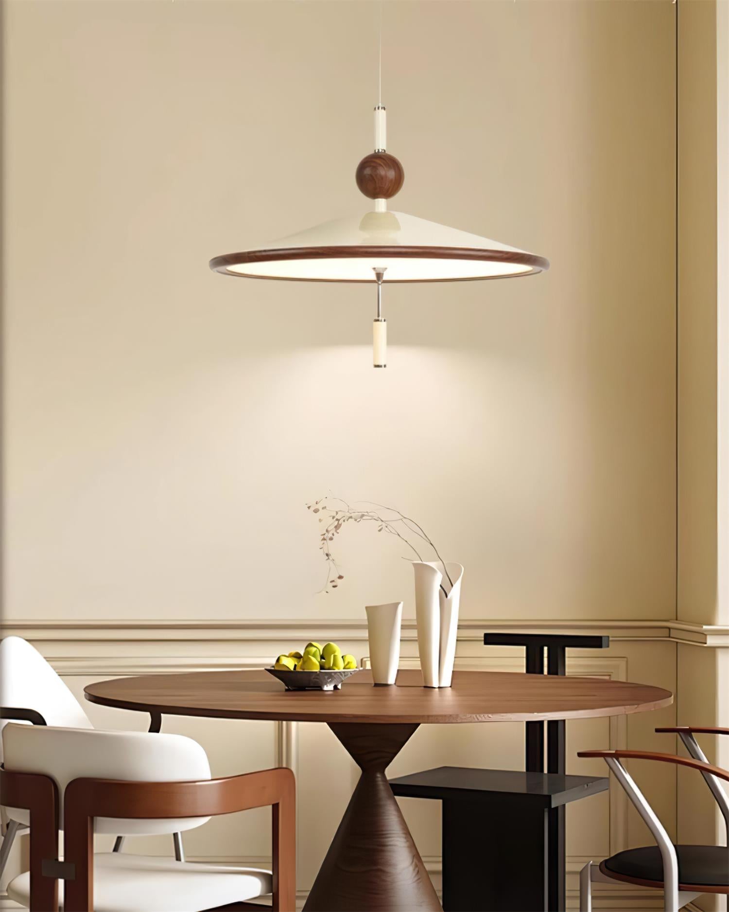 Devon Pendant Lamp Wide-Brim Wood-Trim Minimalist - Letslighting
