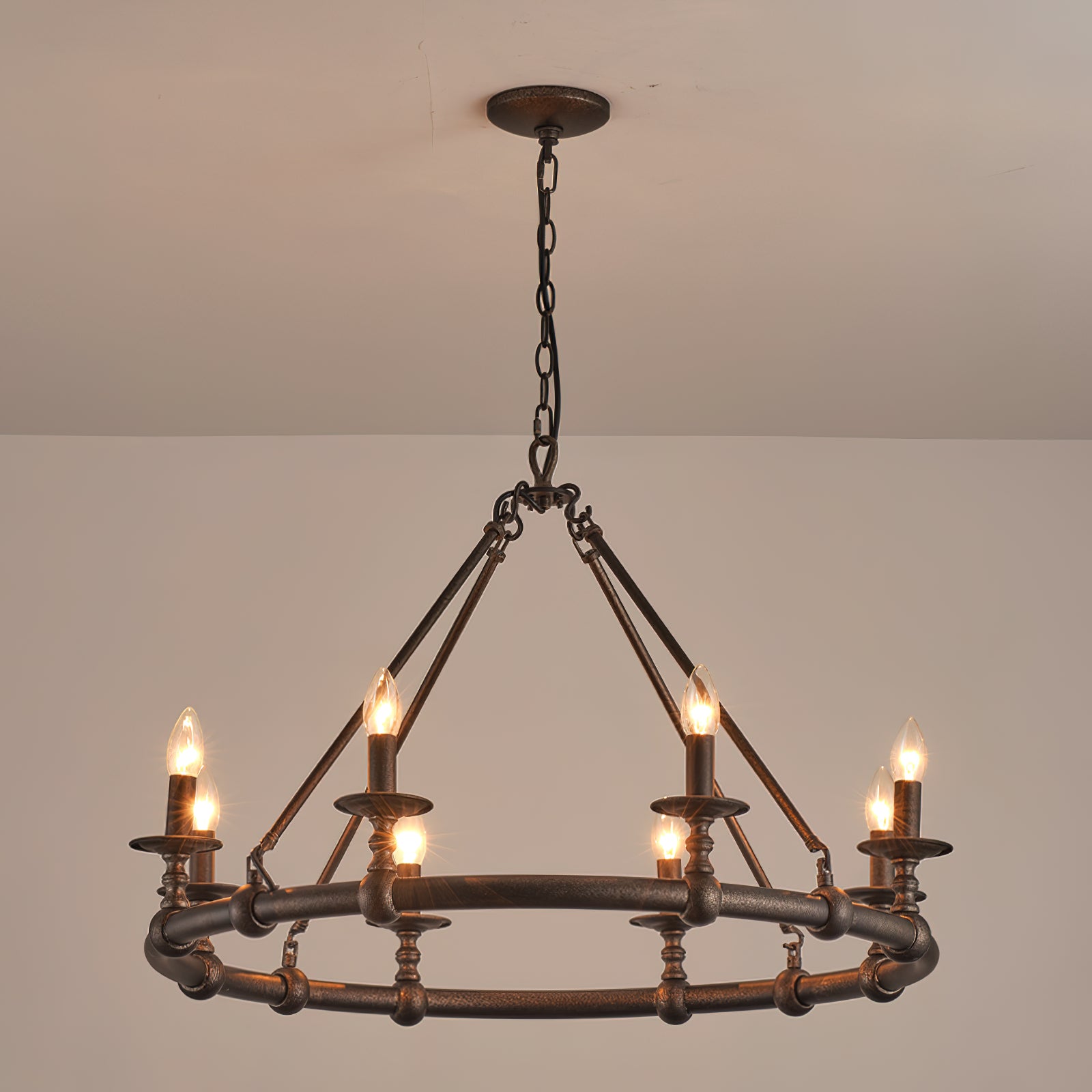 Unite Lustre Rond Industriel Vintage En Métal Doré - Neutralighting
