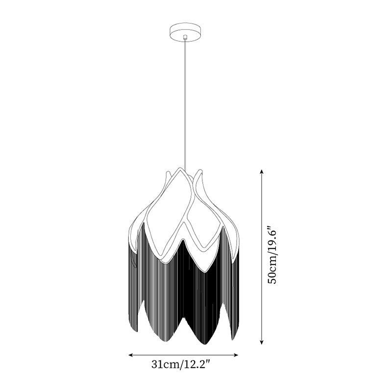 Lampe Suspension Abat-jour en Tissu Pétale Floral Franges Style Bohème - Neutralighting