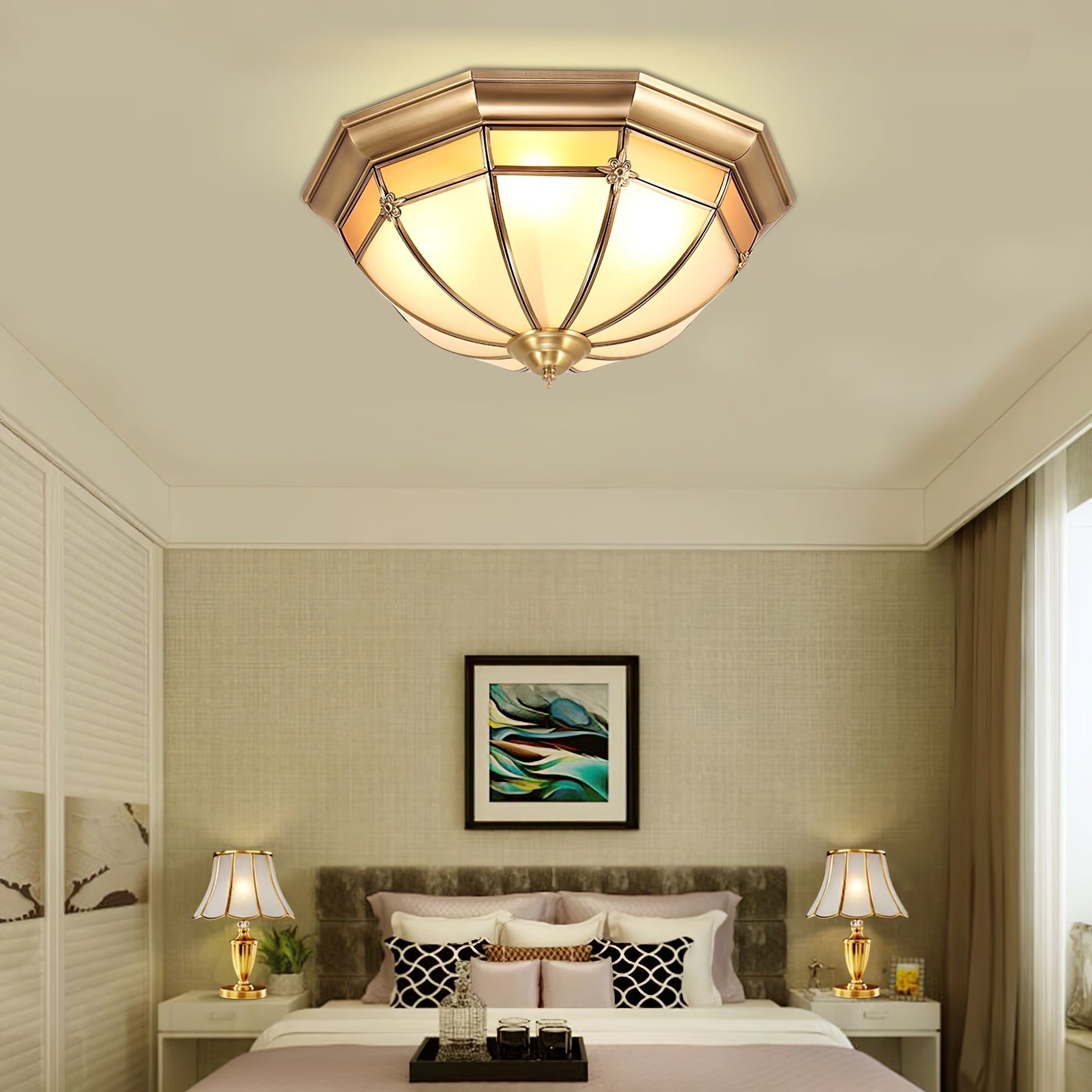 Dome Brass Flush Ceiling Lamp - Blowlighting