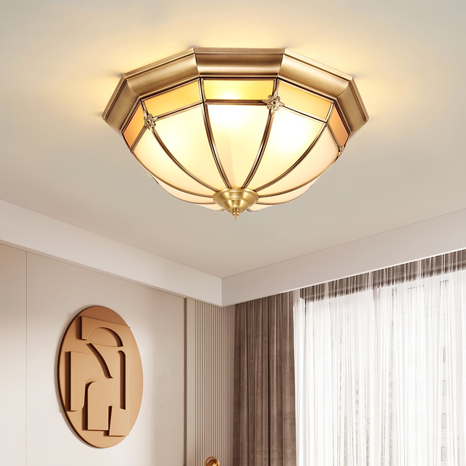 Dome Brass Flush Ceiling Lamp - Blowlighting
