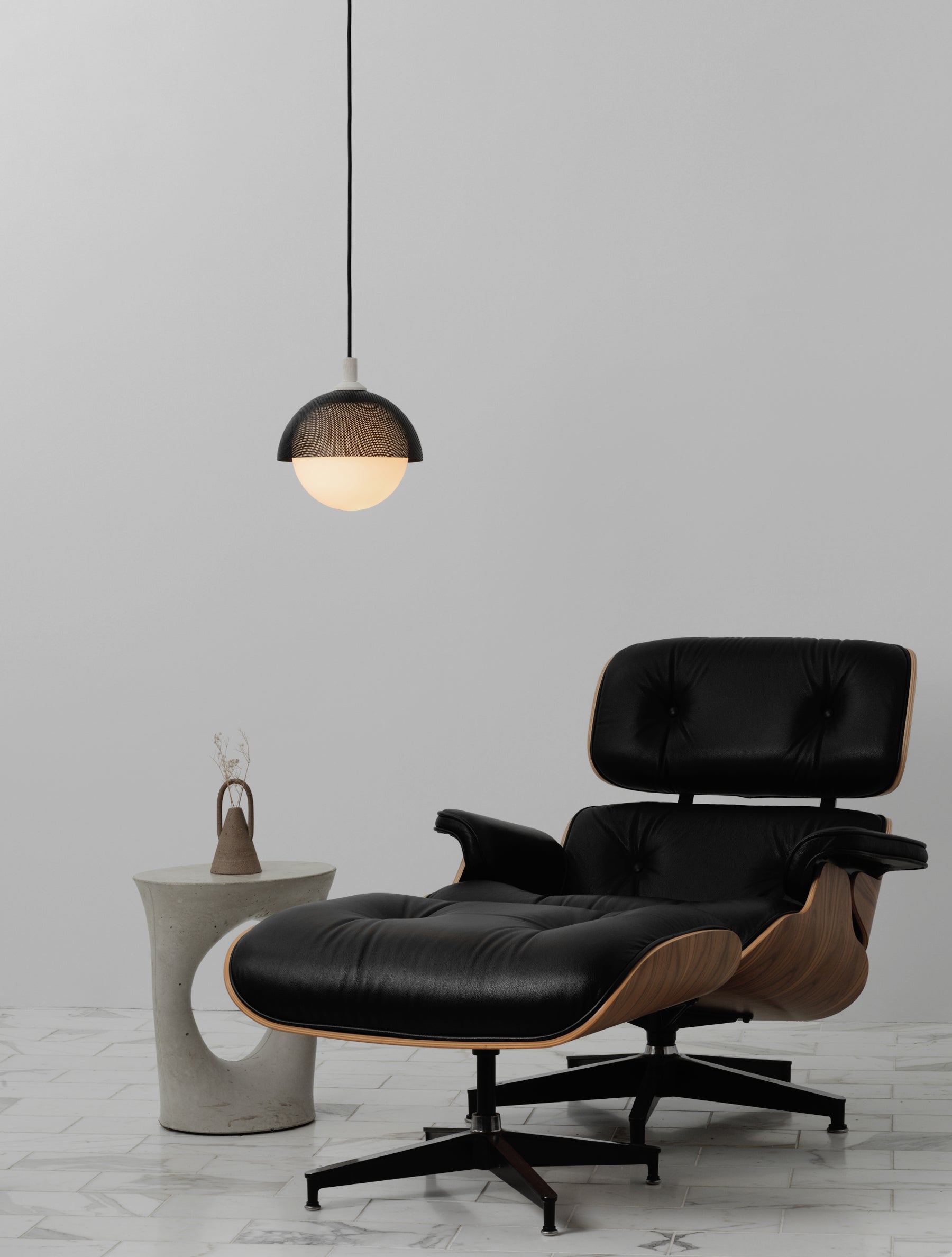 Pith Suspension Métal Bois Perforé Dôme Minimaliste Moderne - Neutralighting
