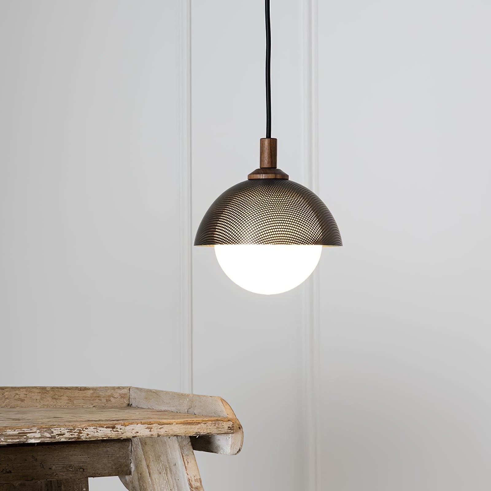 Pith Suspension Métal Bois Perforé Dôme Minimaliste Moderne - Neutralighting