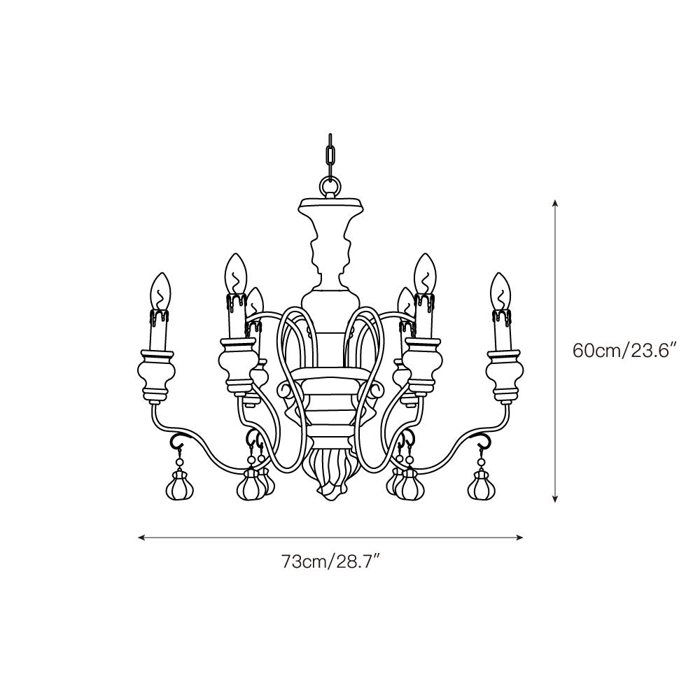 Quartz Chandelier Bois Métal Luxe Campagne Salon - Neutralighting