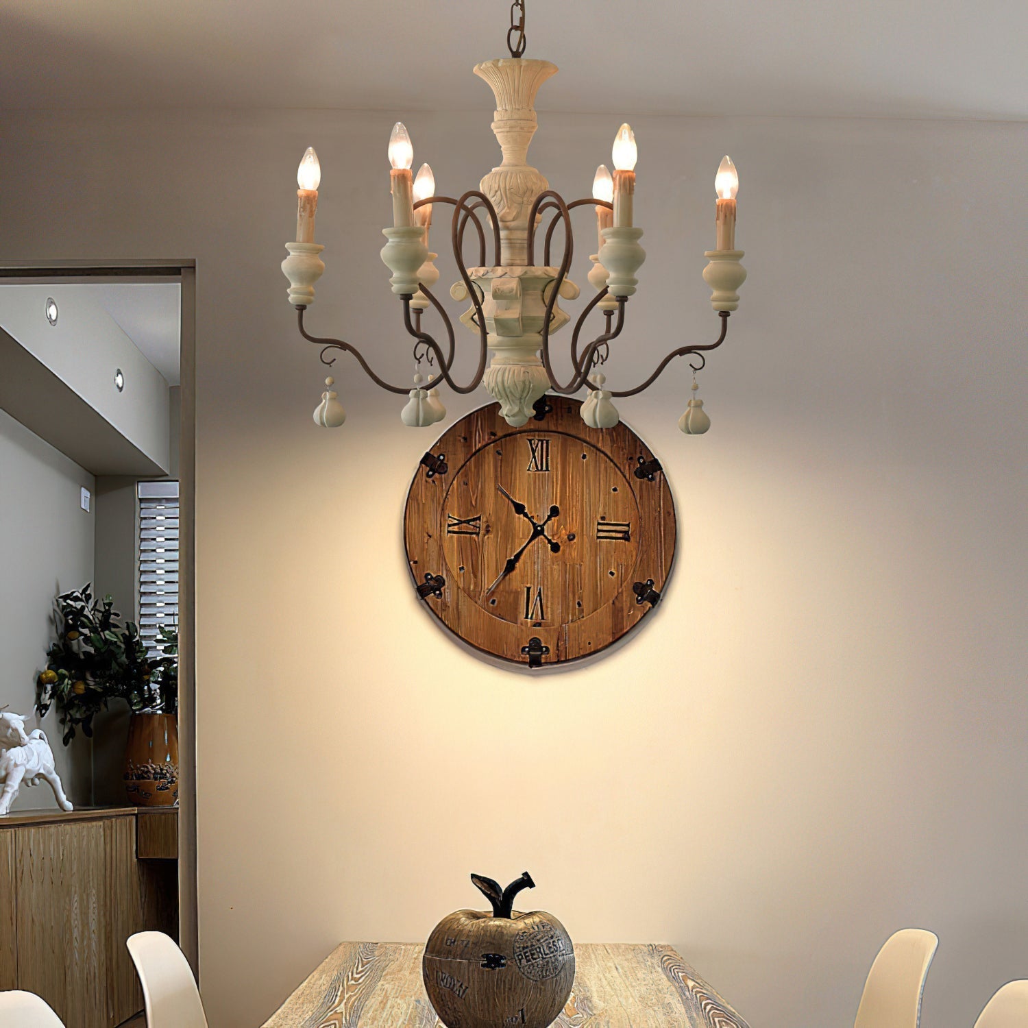 Quartz Chandelier Bois Métal Luxe Campagne Salon - Neutralighting