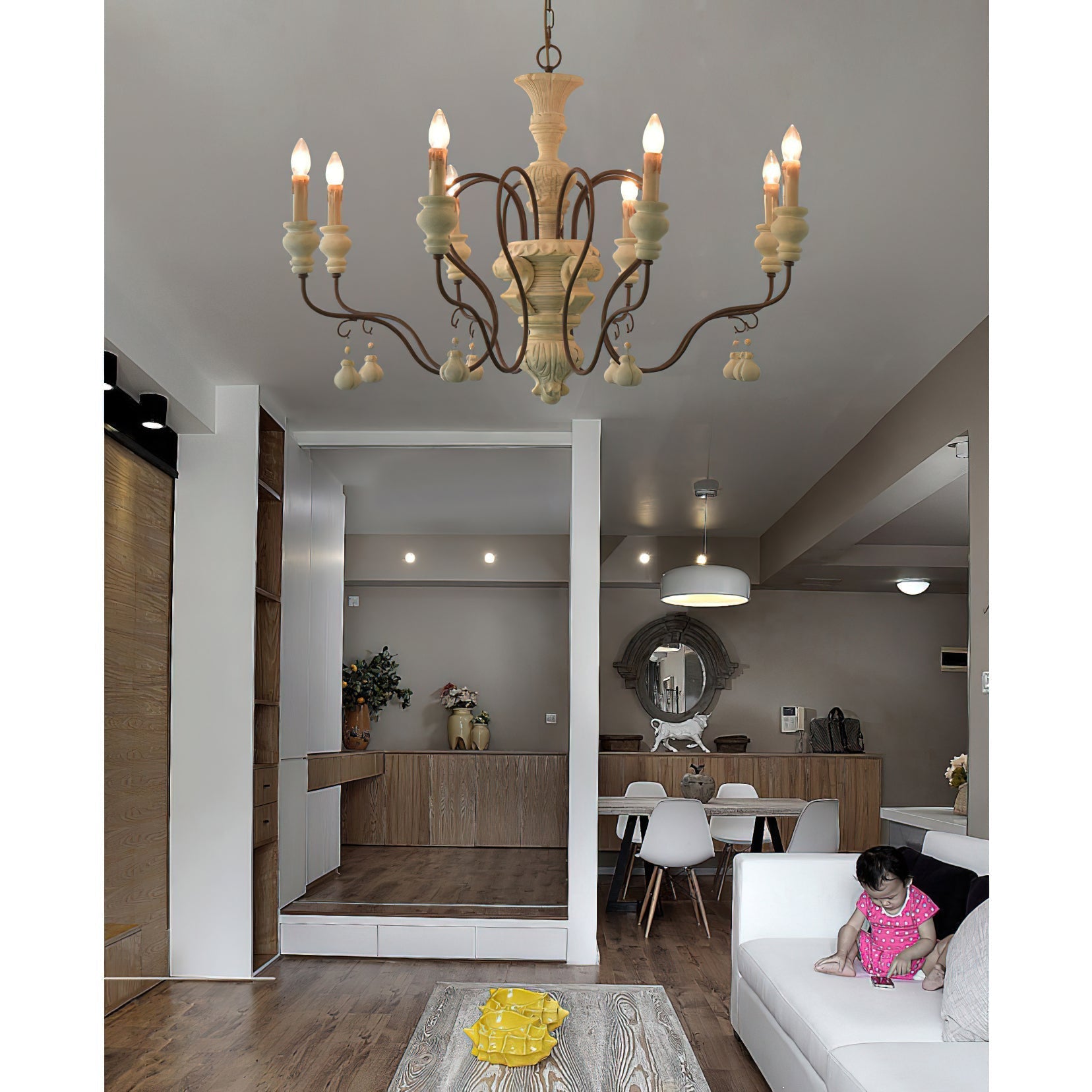 Quartz Chandelier Bois Métal Luxe Campagne Salon - Neutralighting