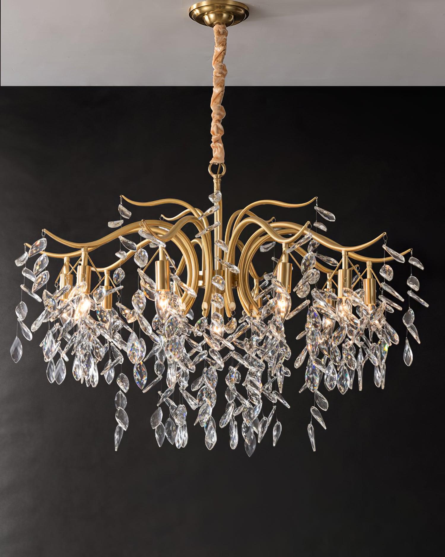 Lustra Chandelier Fer Cristal Feuille - Neutralighting