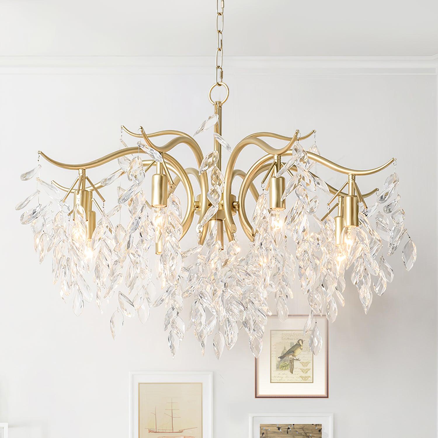 Lustra Chandelier Fer Cristal Feuille - Neutralighting