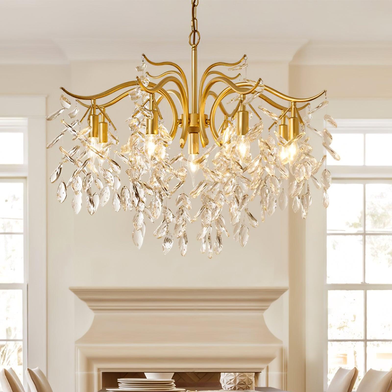 Lustra Chandelier Fer Cristal Feuille - Neutralighting