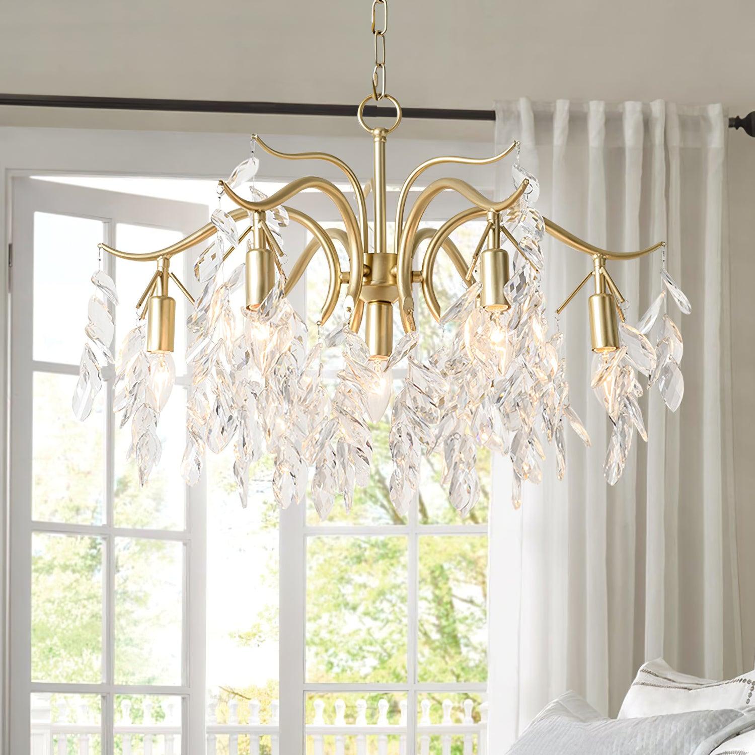 Lustra Chandelier Fer Cristal Feuille - Neutralighting