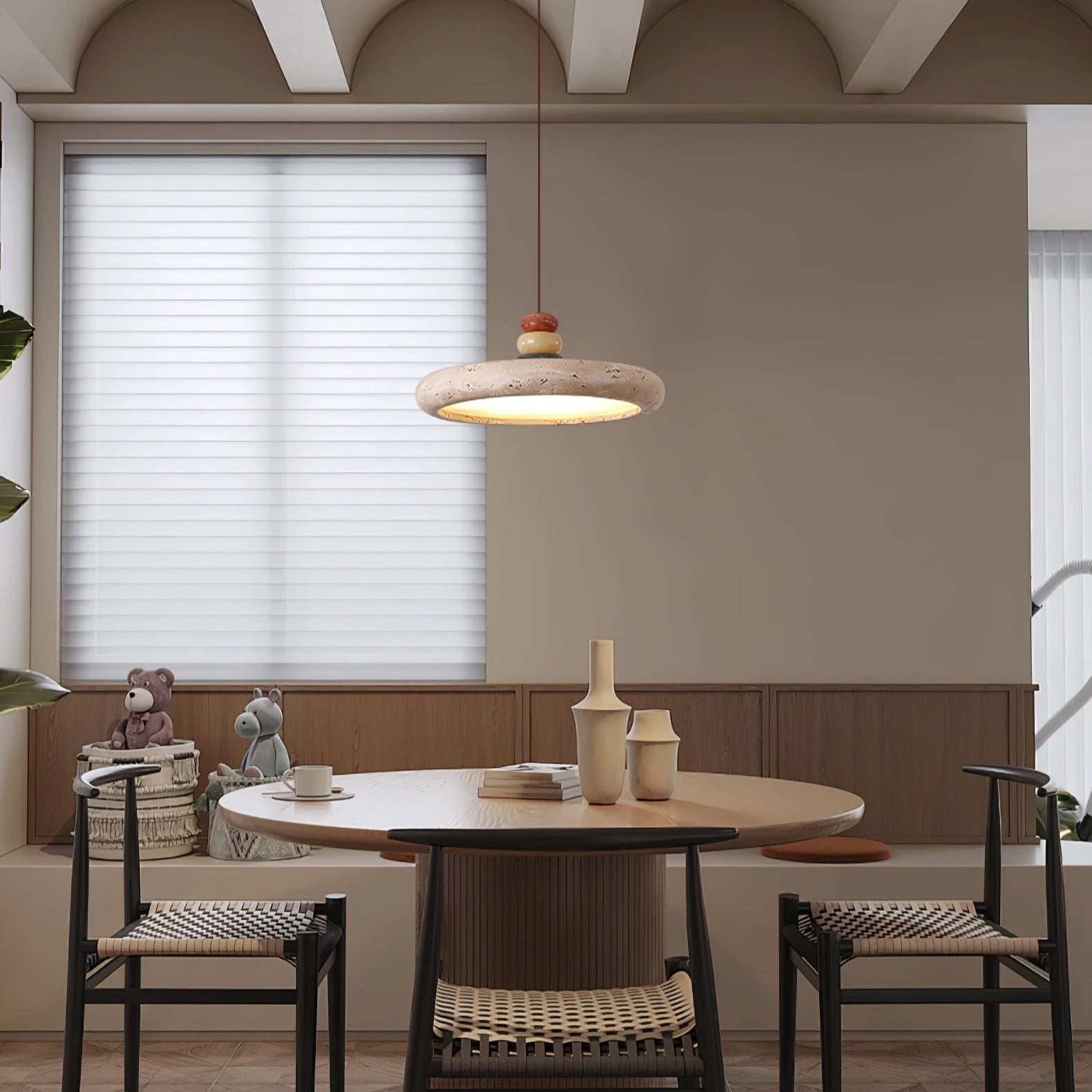Cuvarora Disque Travertin Pendentif Lumière - Neutralighting