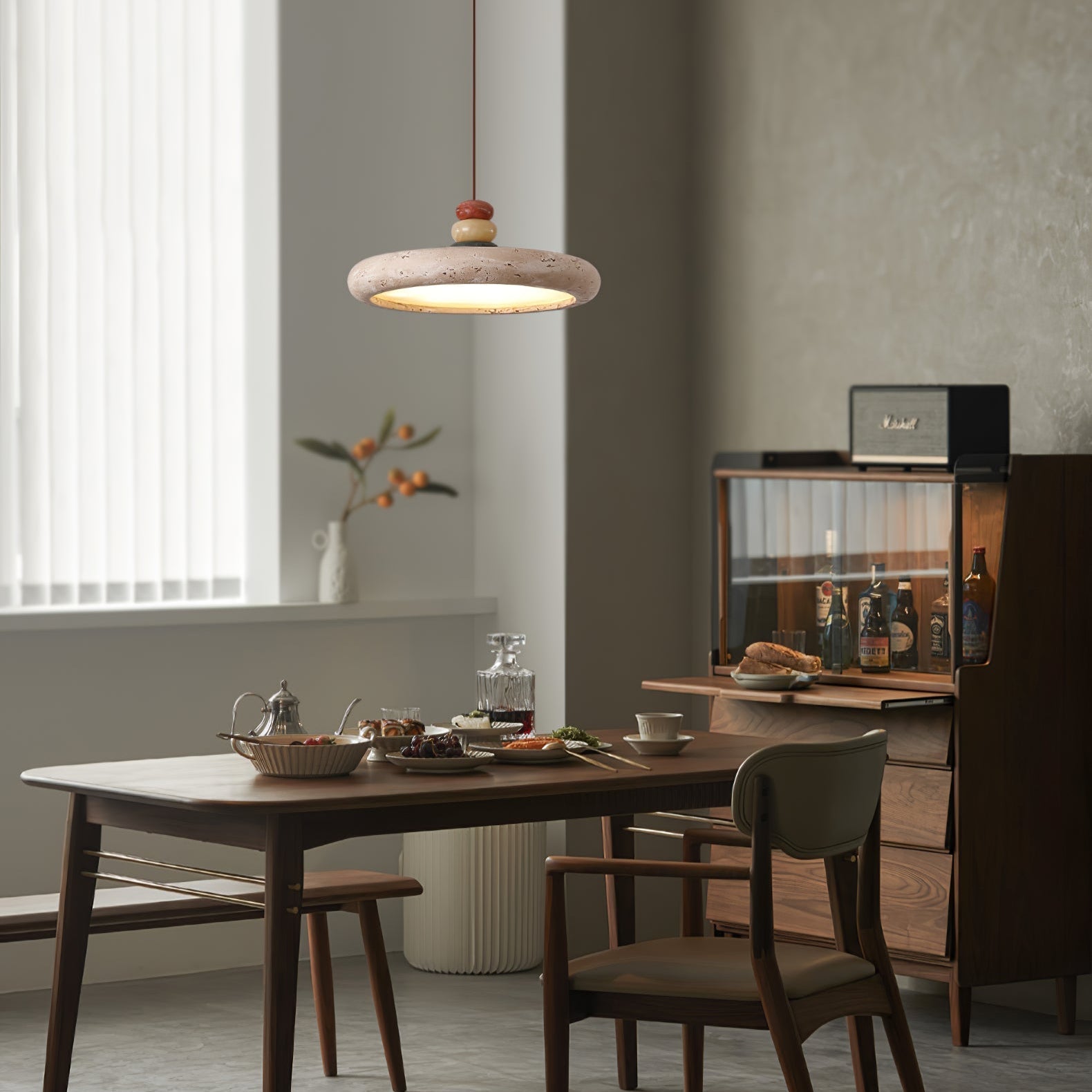 Cuvarora Disque Travertin Pendentif Lumière - Neutralighting