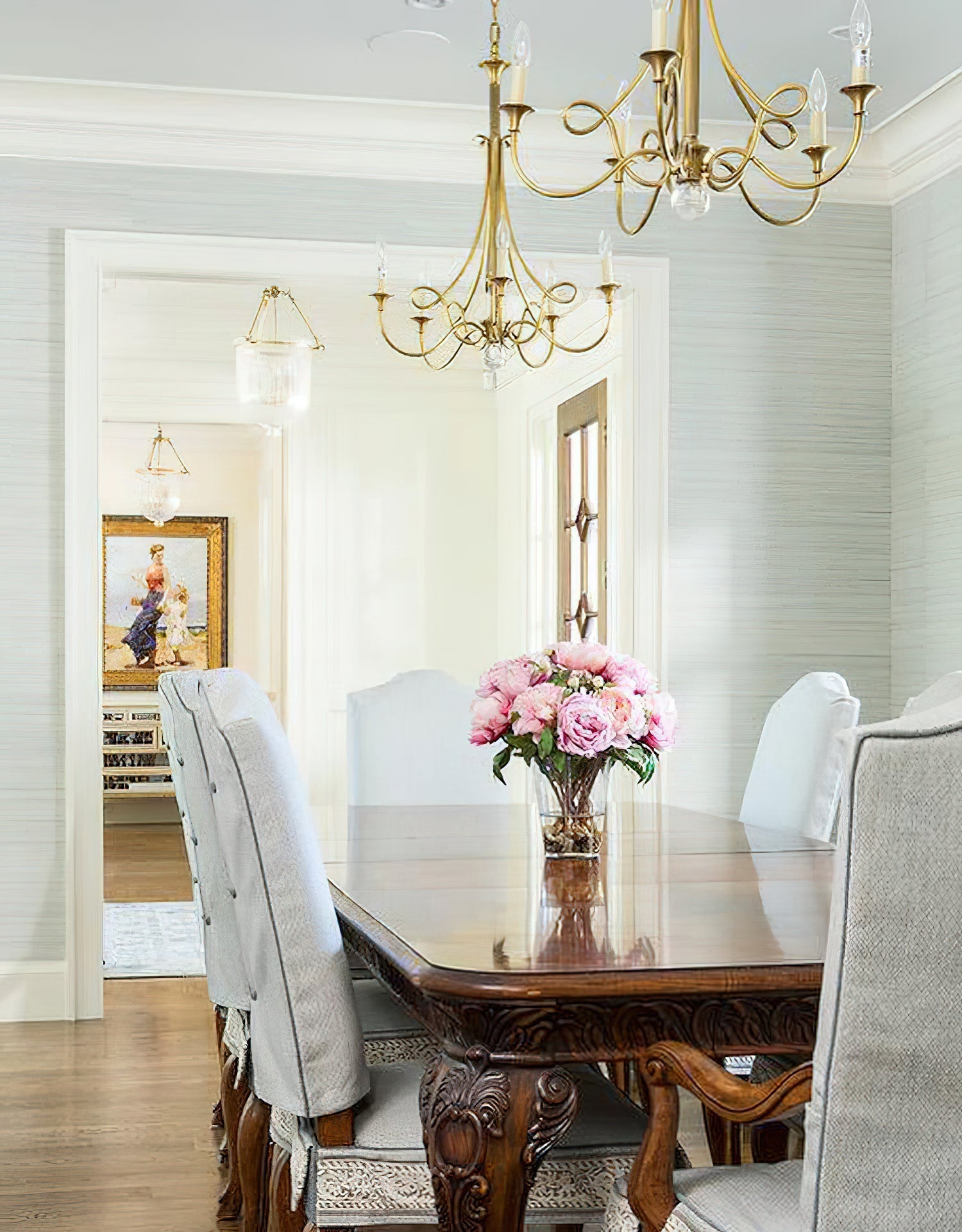 Braid Chandelier Cristal Laiton Double Vintage Salon - Neutralighting