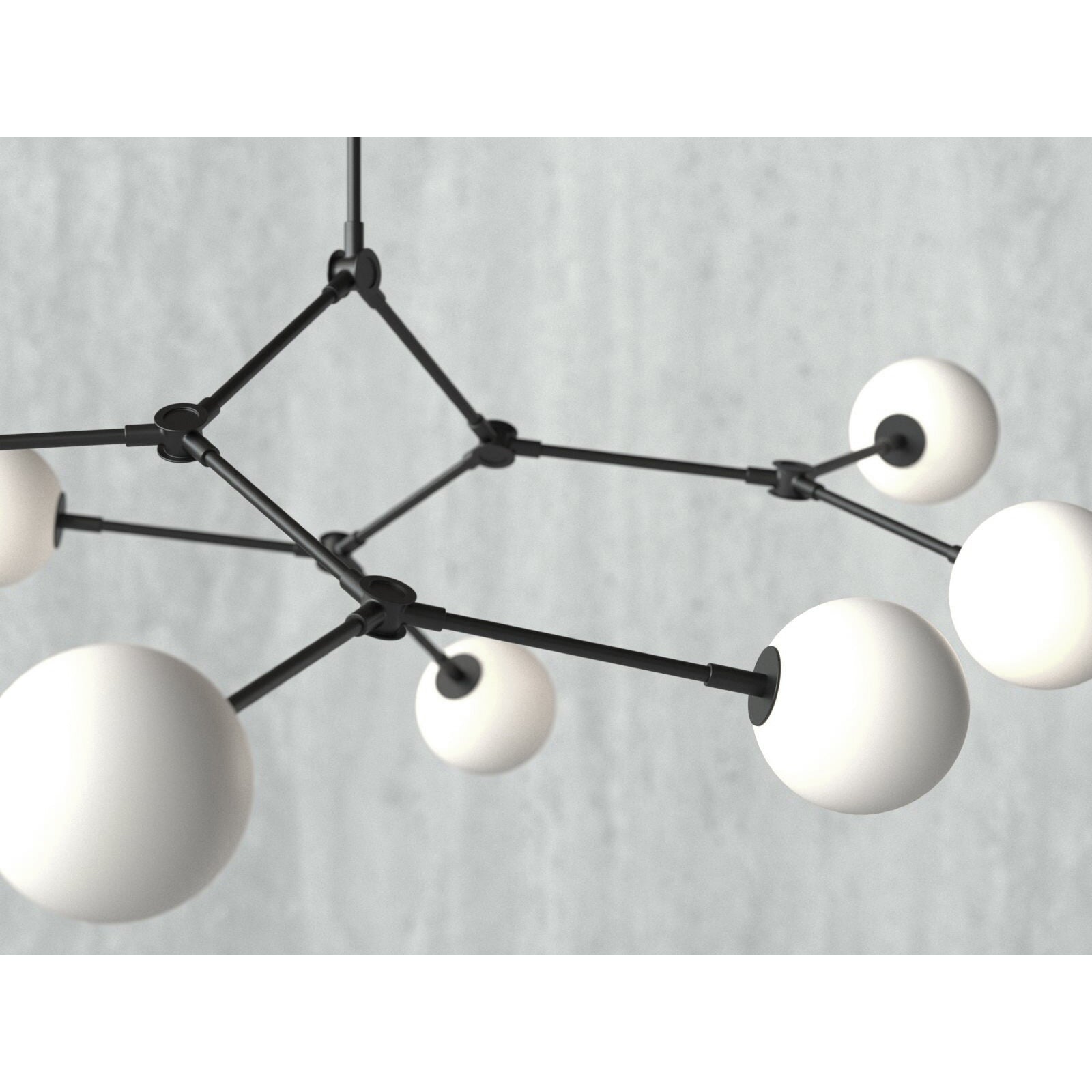 Halo Chandelier Verre Noir Boule Moderne Salon - Neutralighting