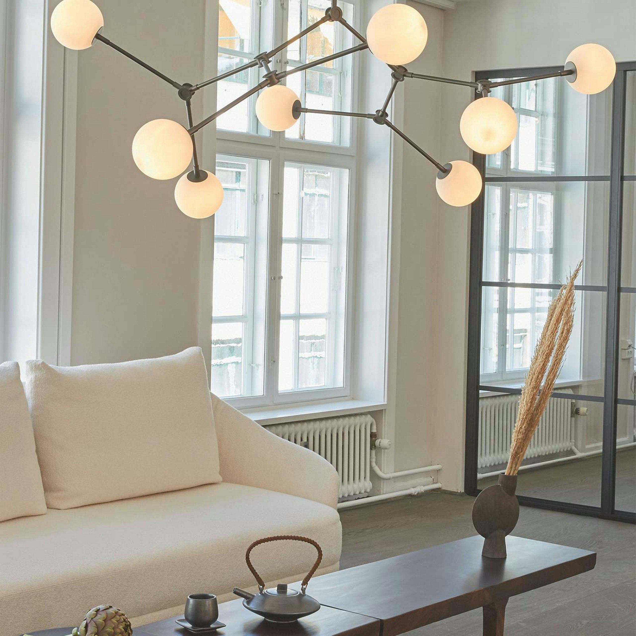 Halo Chandelier Verre Noir Boule Moderne Salon - Neutralighting