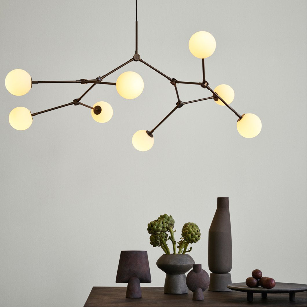 Halo Chandelier Verre Noir Boule Moderne Salon - Neutralighting