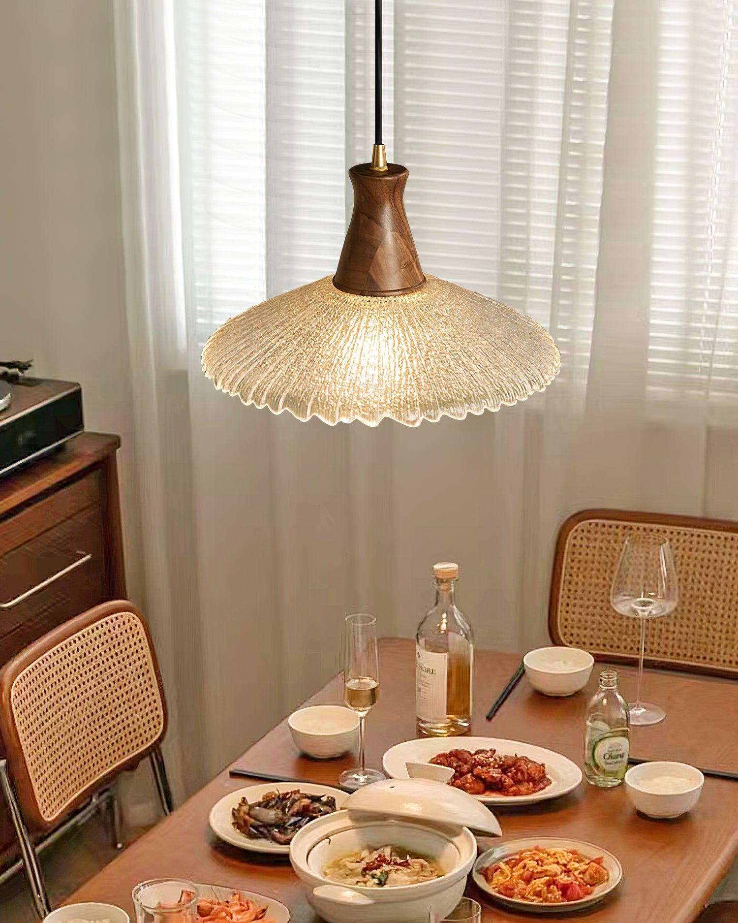Eikon Pendant Lamp Walnut Textured Glass Elegant - Letslighting