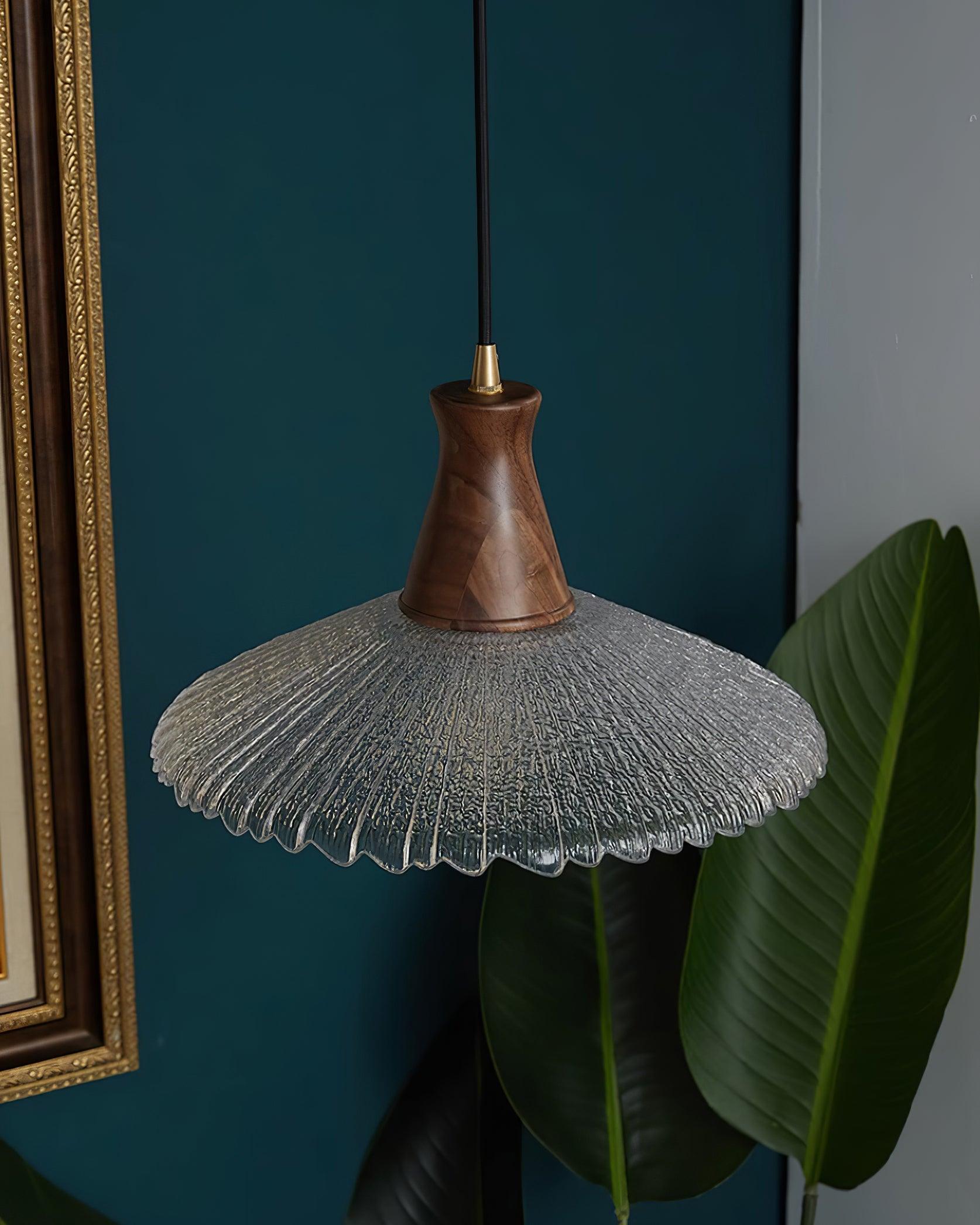 Eikon Pendant Lamp Walnut Textured Glass Elegant - Letslighting