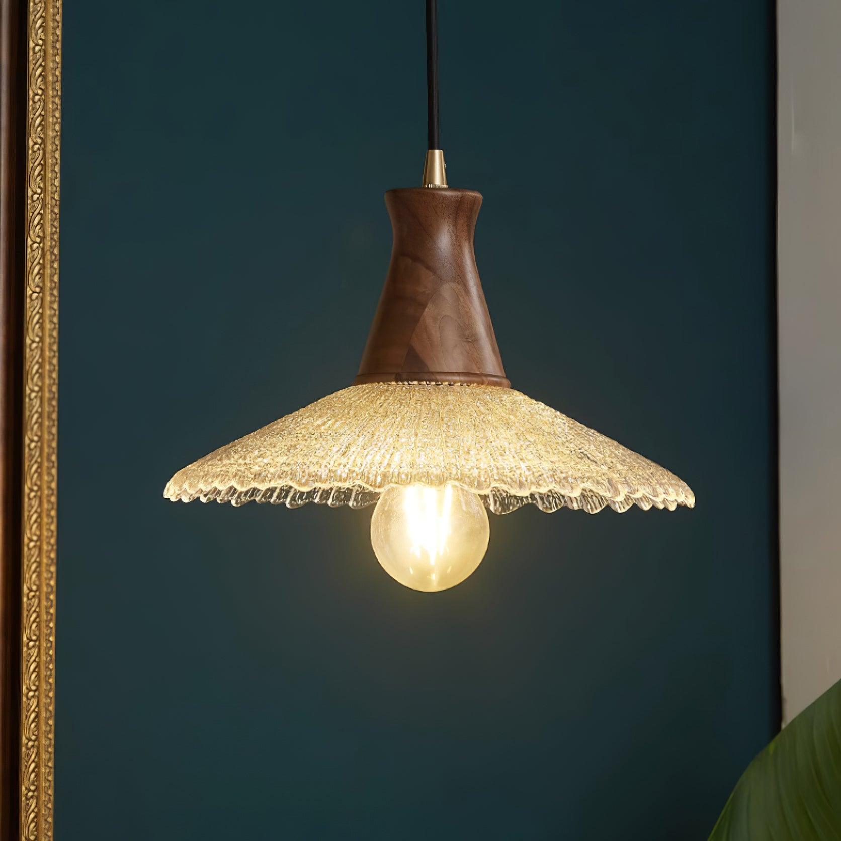 Eikon Pendant Lamp Walnut Textured Glass Elegant - Letslighting