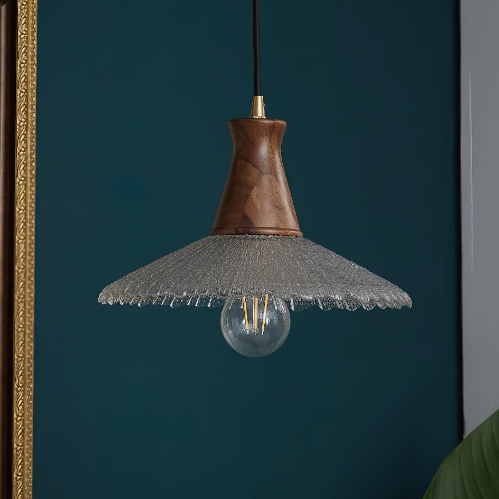 Eikon Pendant Lamp Walnut Textured Glass Elegant - Letslighting