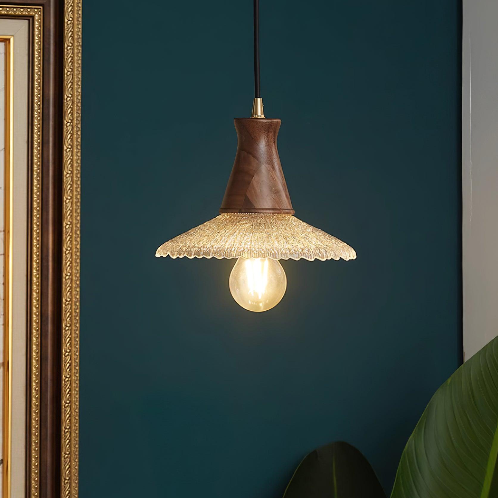 Eikon Pendant Lamp Walnut Textured Glass Elegant - Letslighting