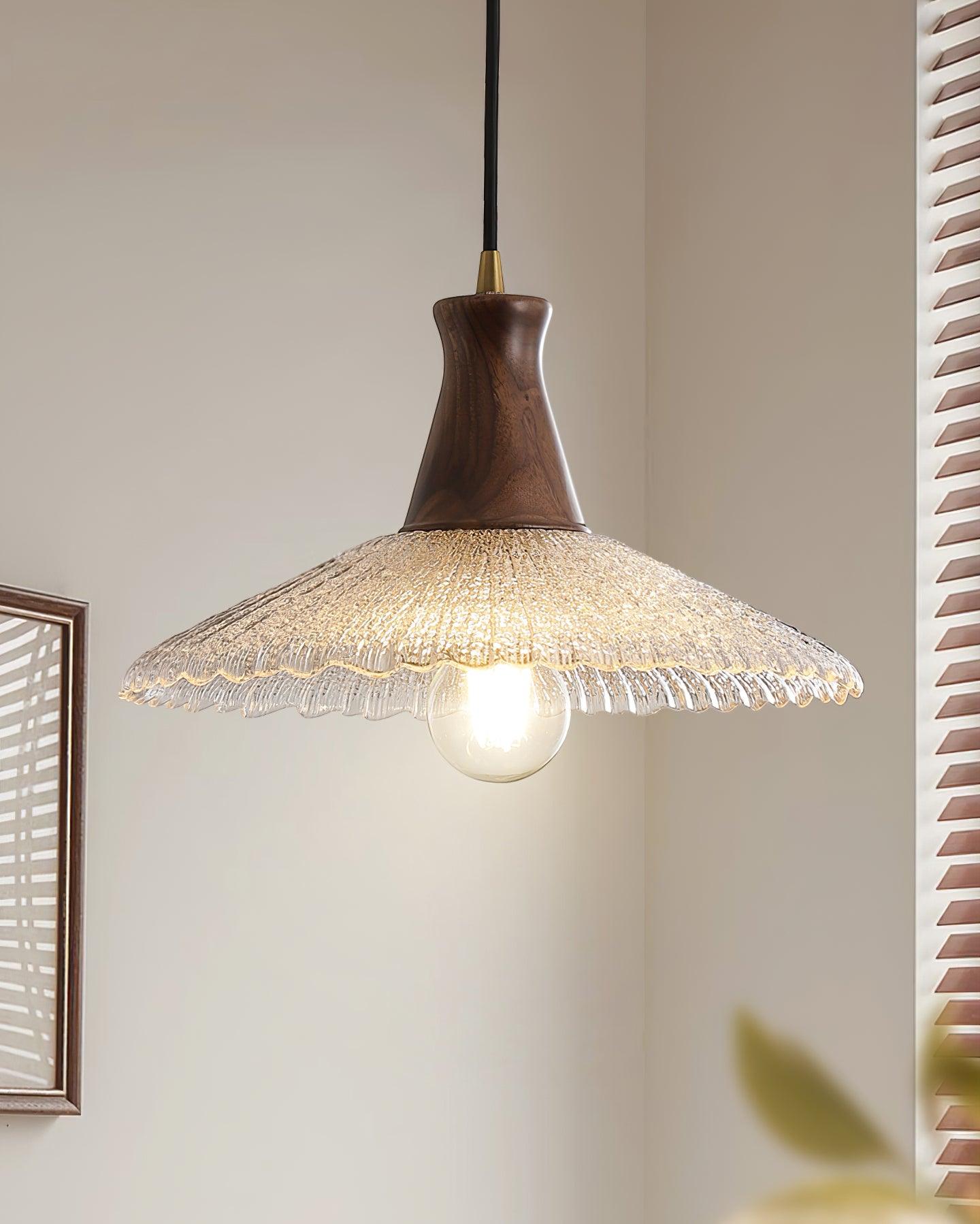 Eikon Pendant Lamp Walnut Textured Glass Elegant - Letslighting