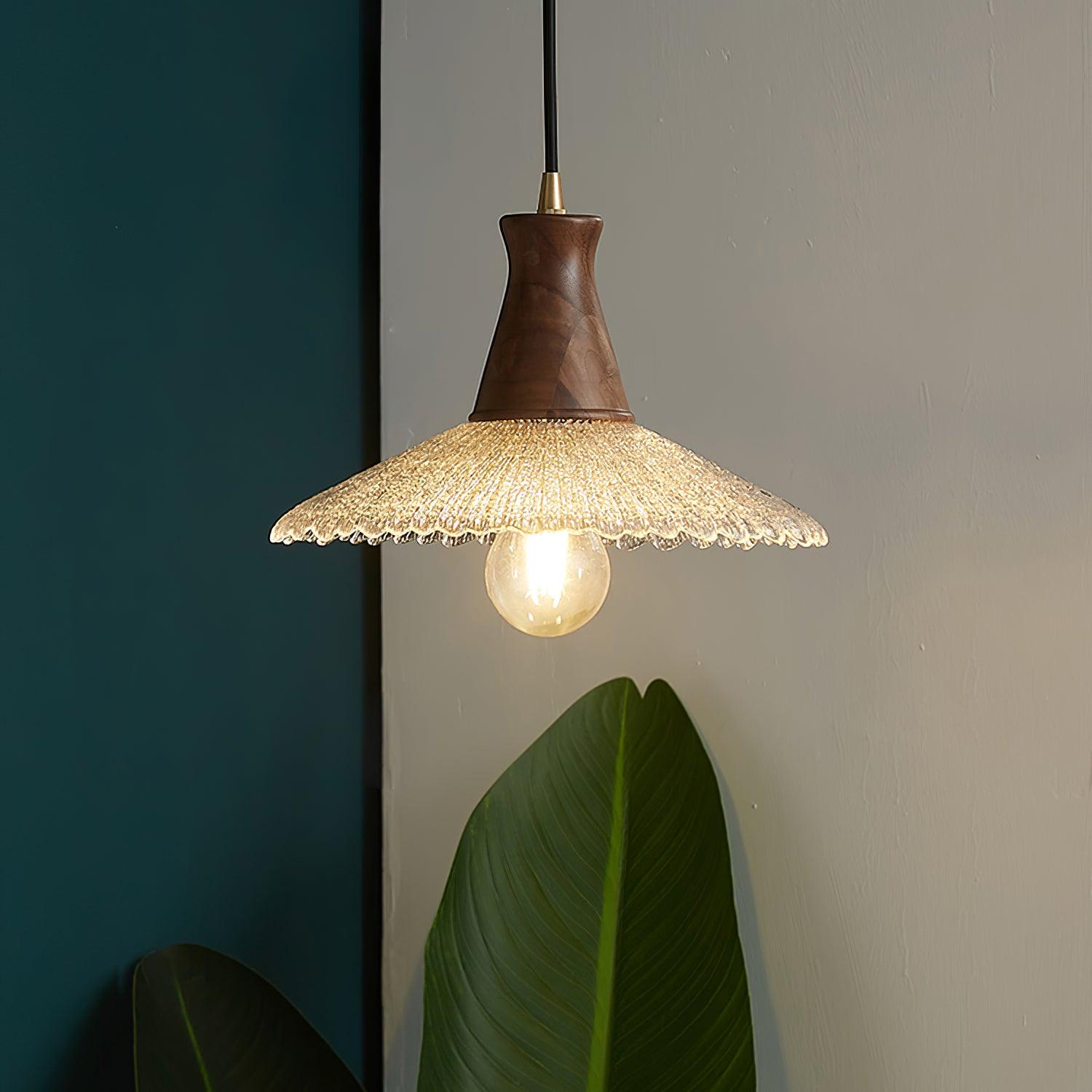 Eikon Pendant Lamp Walnut Textured Glass Elegant - Letslighting