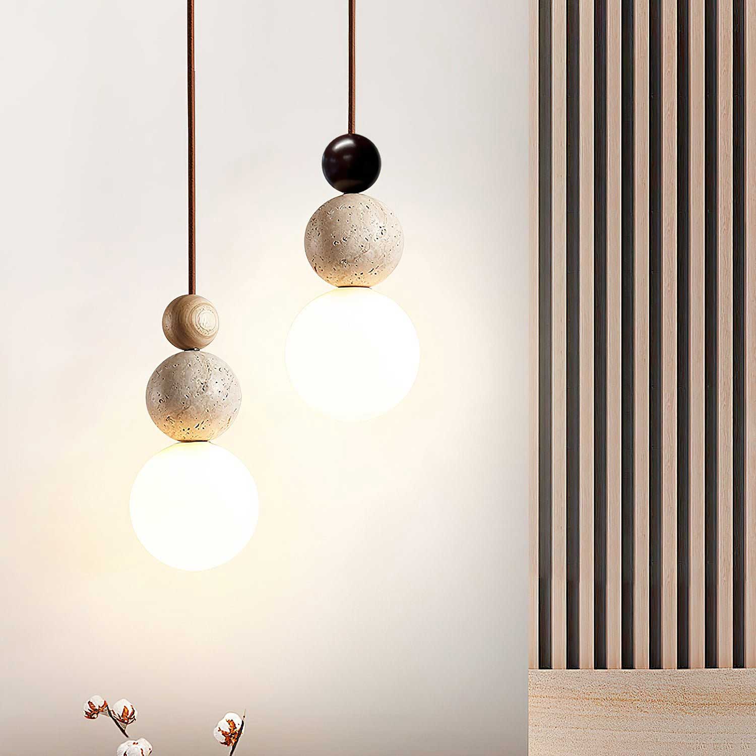 Ullaeia Sphère-Grappe Travertin Pendentif Lumière - Neutralighting
