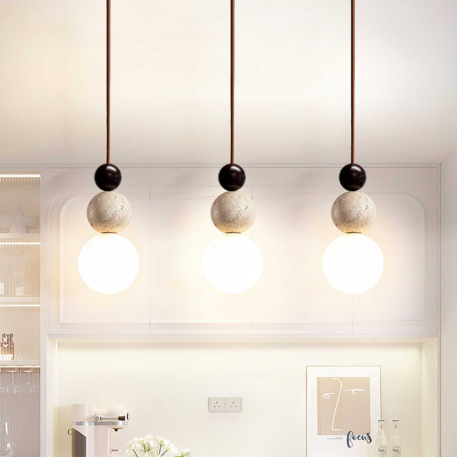 Ullaeia Sphère-Grappe Travertin Pendentif Lumière - Neutralighting