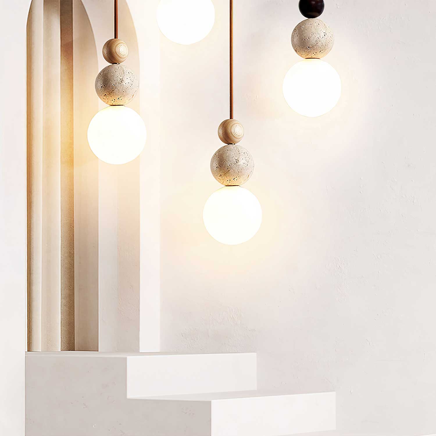 Ullaeia Sphère-Grappe Travertin Pendentif Lumière - Neutralighting