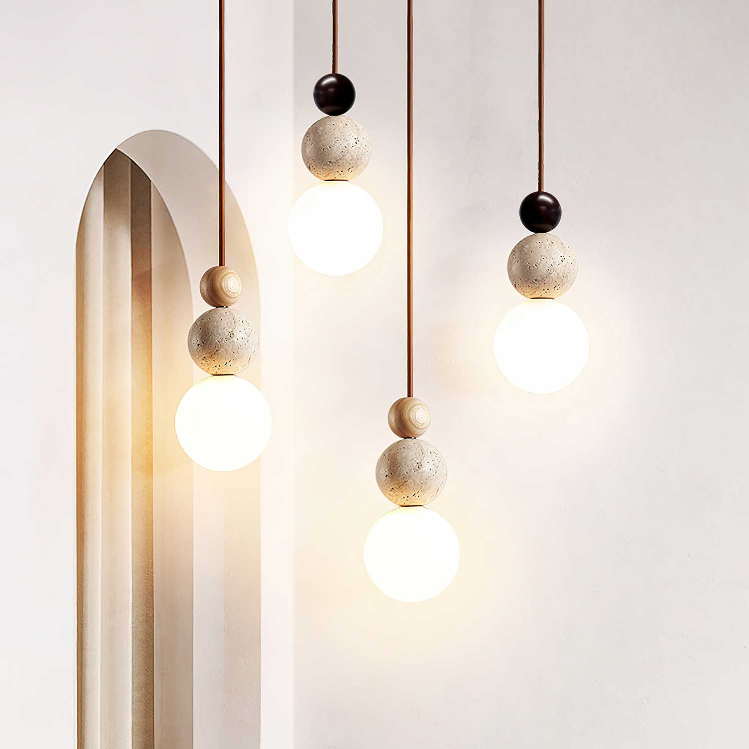 Ullaeia Sphère-Grappe Travertin Pendentif Lumière - Neutralighting
