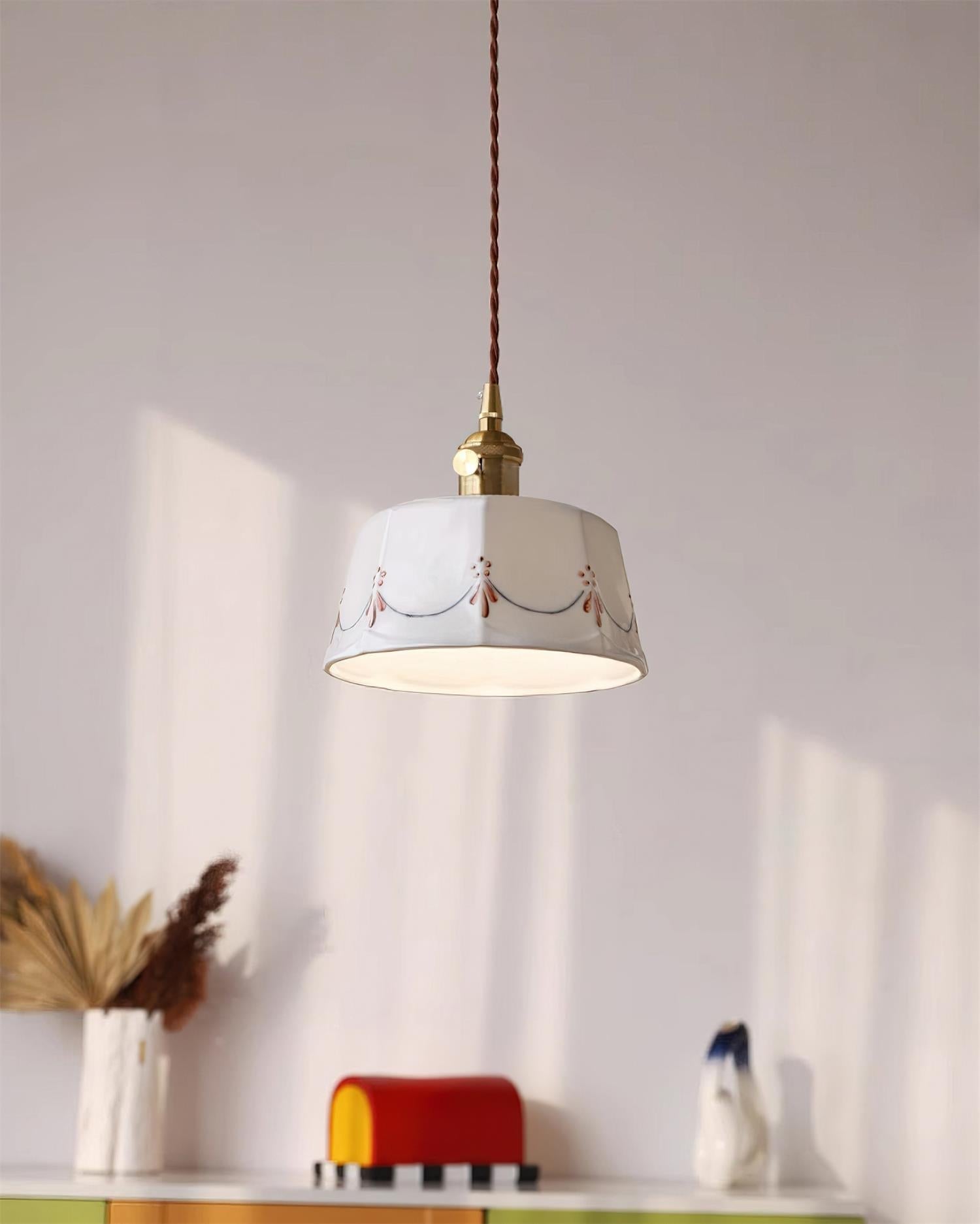Eliana Suspension Main Peint Florale Verre Vintage - Neutralighting