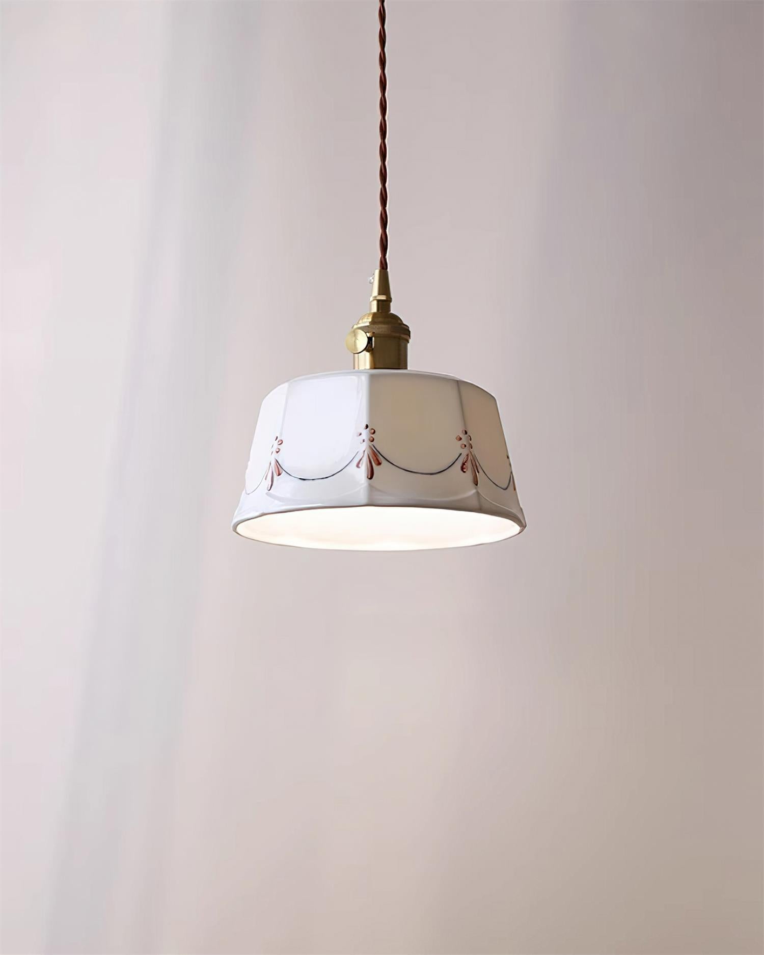 Eliana Suspension Main Peint Florale Verre Vintage - Neutralighting