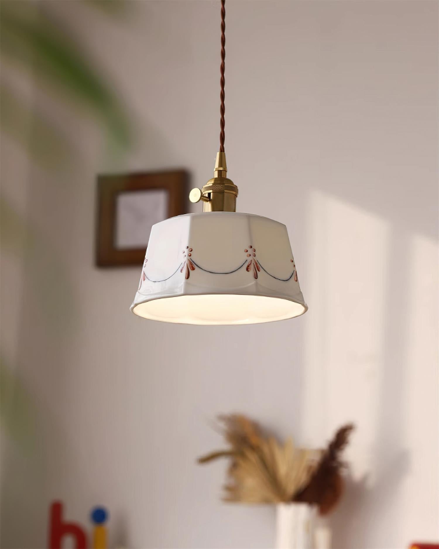 Eliana Suspension Main Peint Florale Verre Vintage - Neutralighting