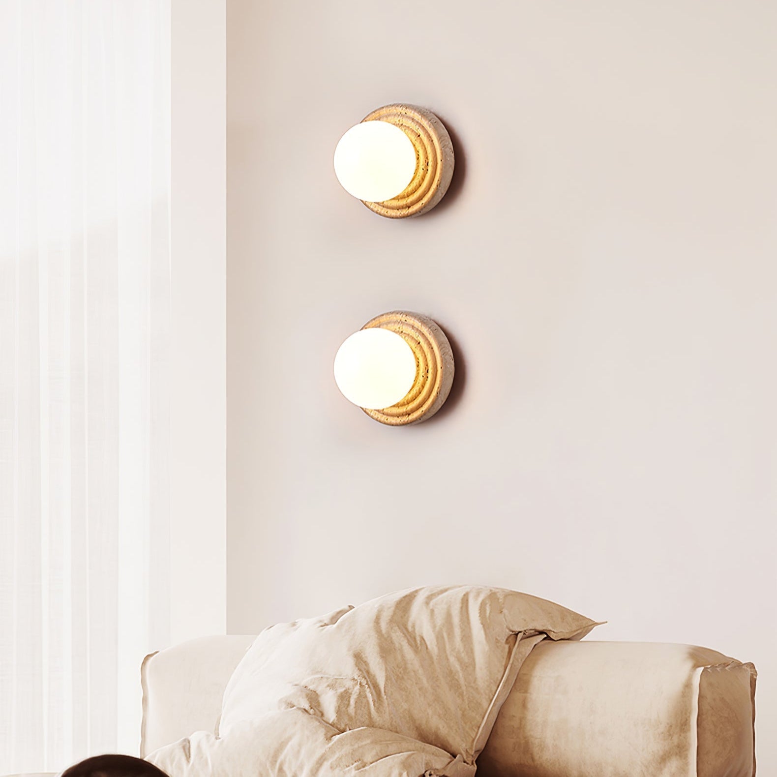 Echo Travertin Globe Applique Murale - Neutralighting